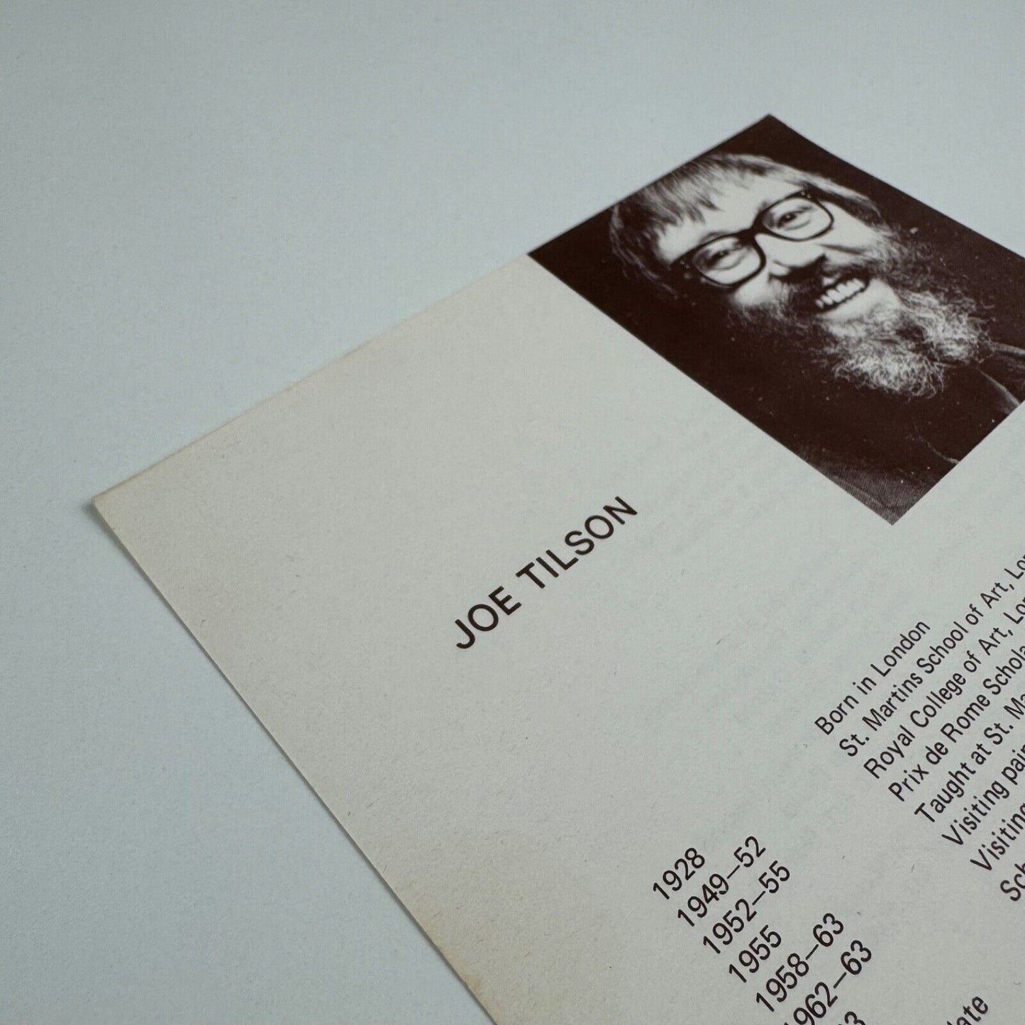 Leaflet on Joe Tilson from Oxford Gallery, Oxford. Undated presumed to be 1970s