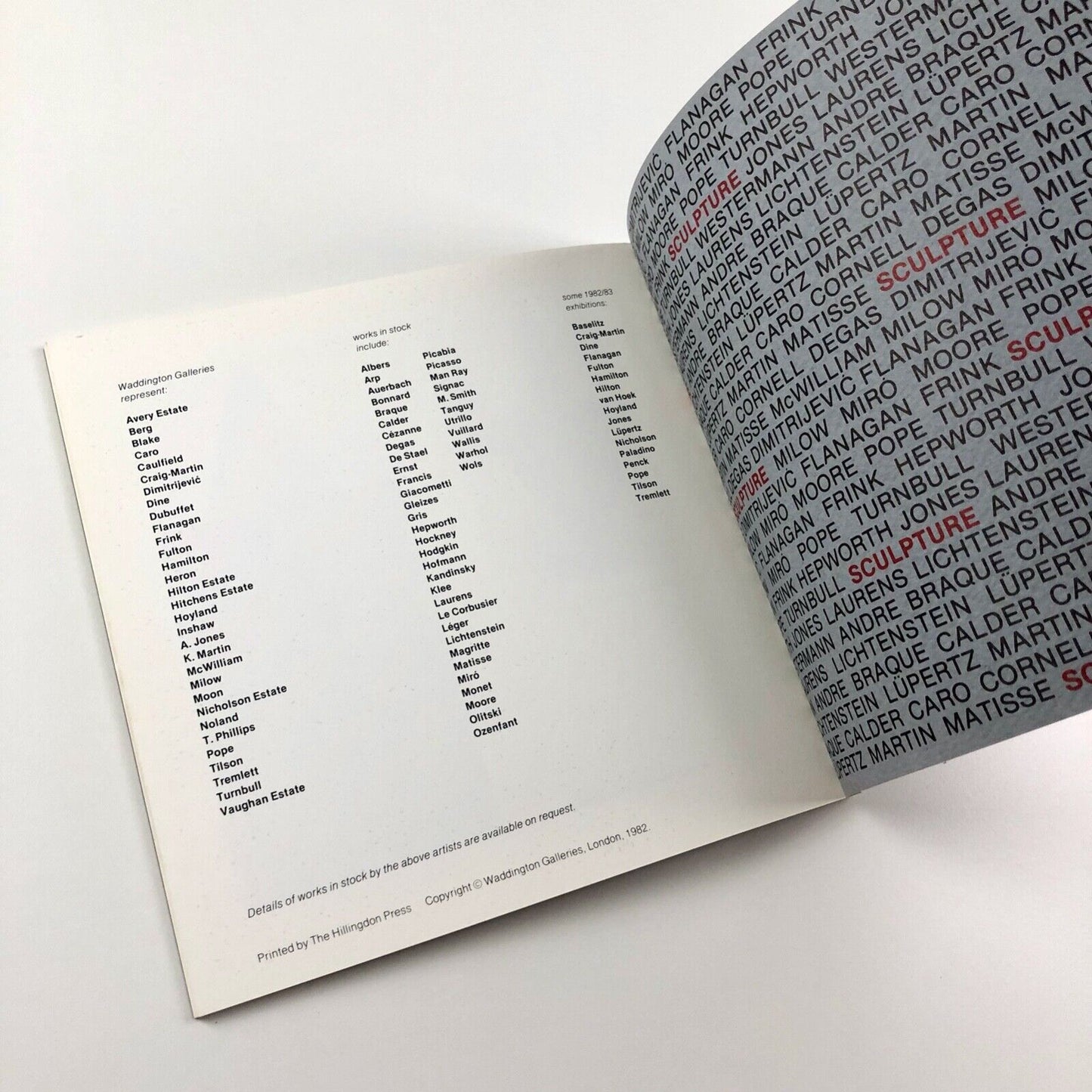 Sculpture – Waddington Galleries exhibition catalogue, 1982 | Calder, Miro, Flanagan, Frink et al