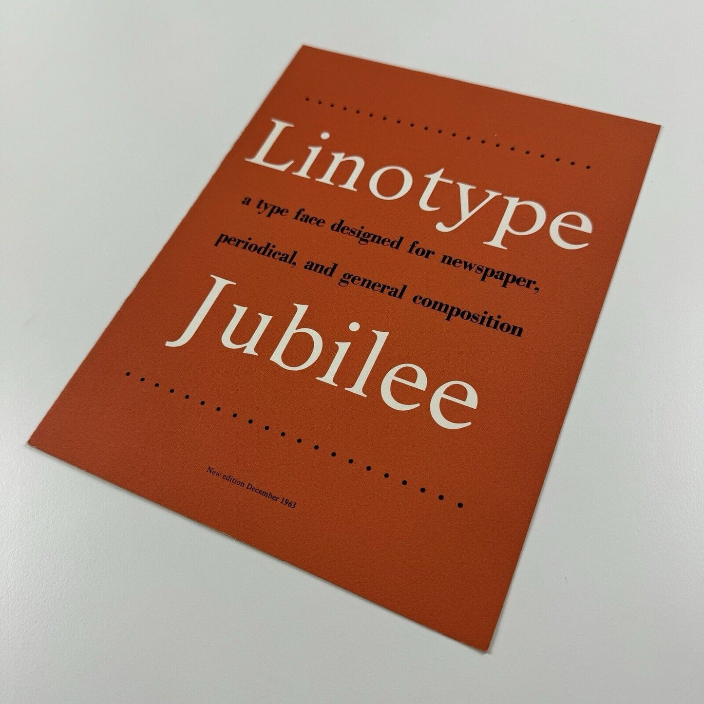 Linotype Jubilee type face – type specimen leaflet | December 1963 | Newspaper type
