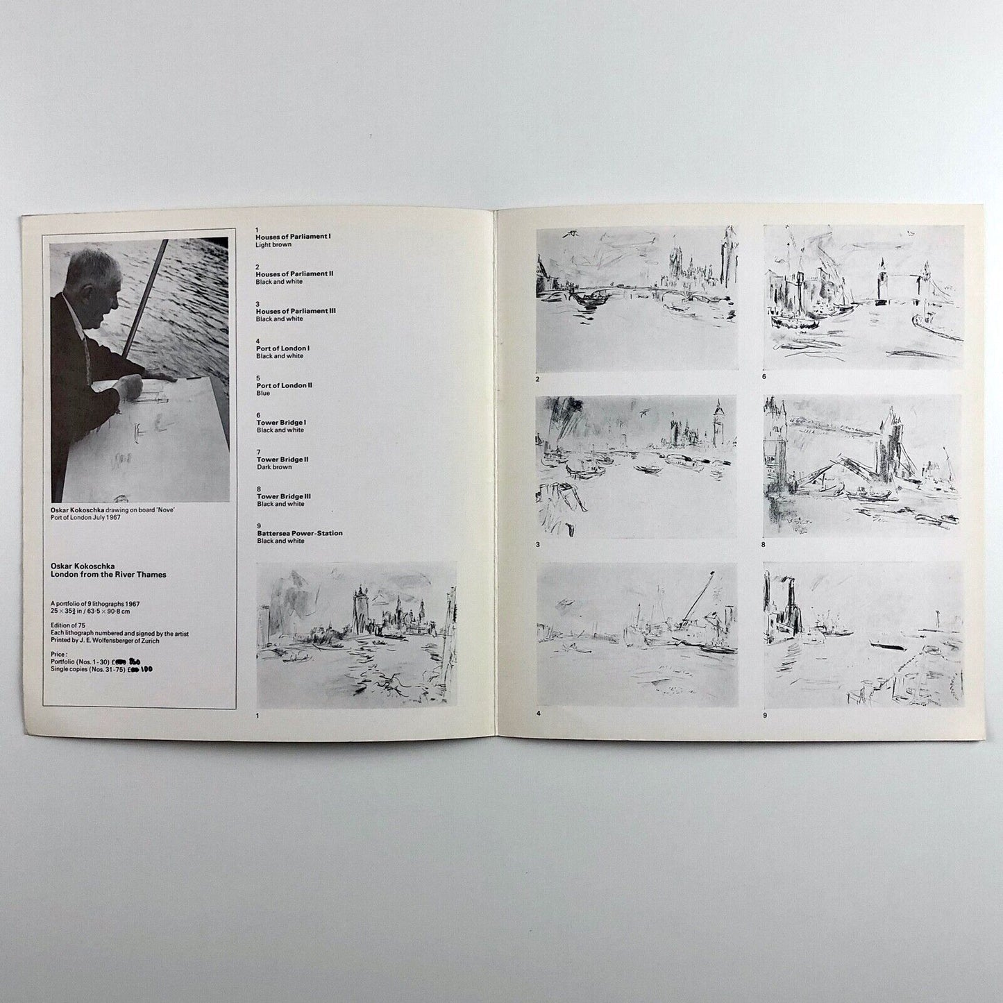 Catalogue/card for Oskar Kokoschka: London from the River Thames | Marlborough Graphics, 1967