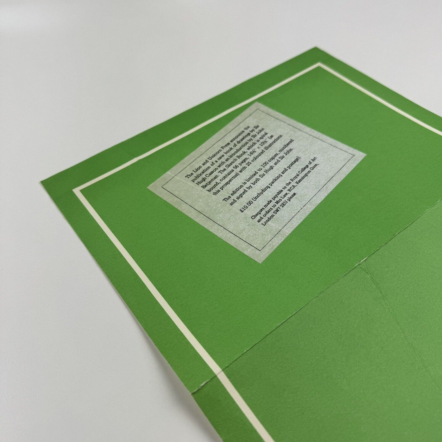 Promotional leaflet for Sketch Book by Hugh Casson | The Lion and Unicorn Press, 1975