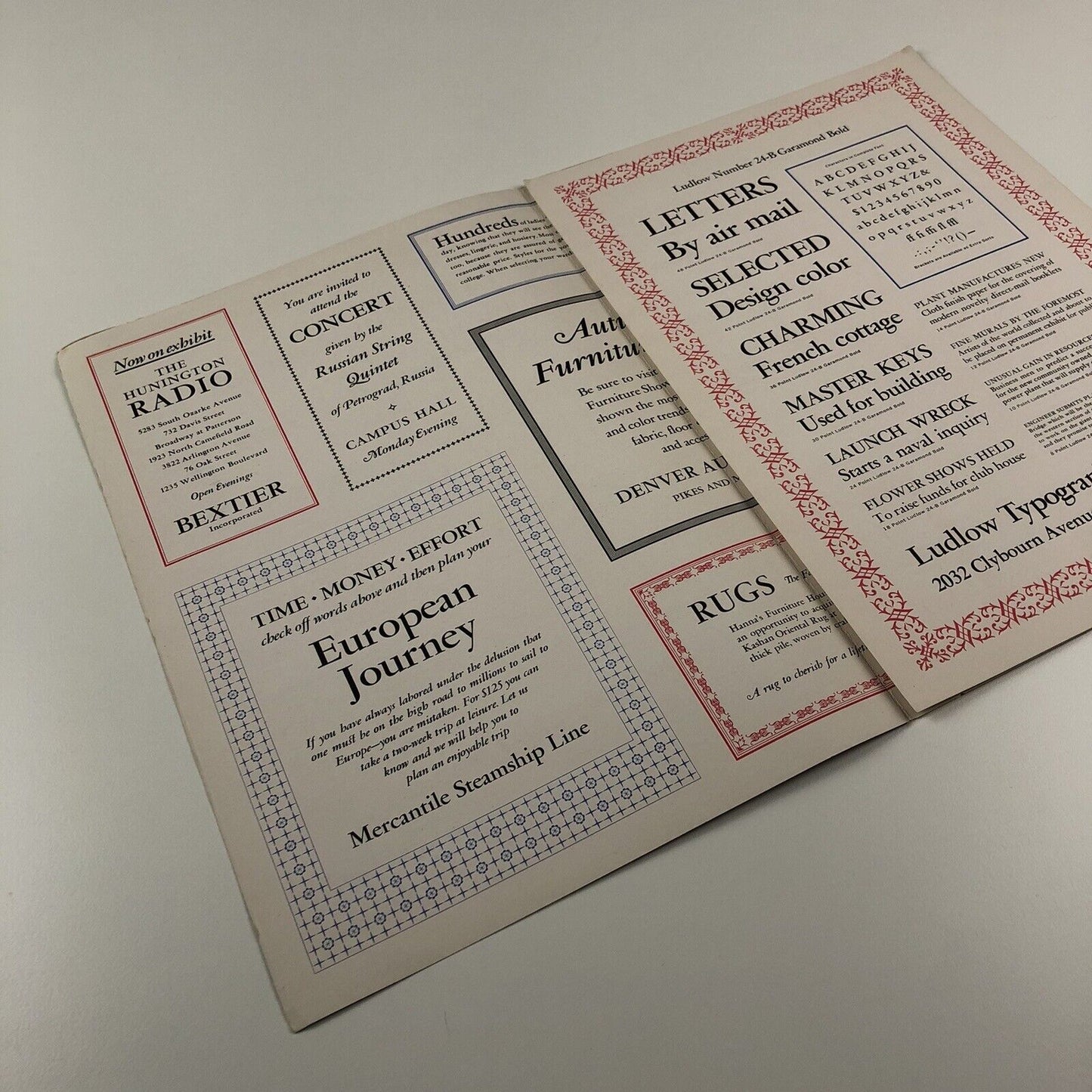 Type specimen – Ludlow Garamond Bold and Italic | Ludlow Typography Company | Undated
