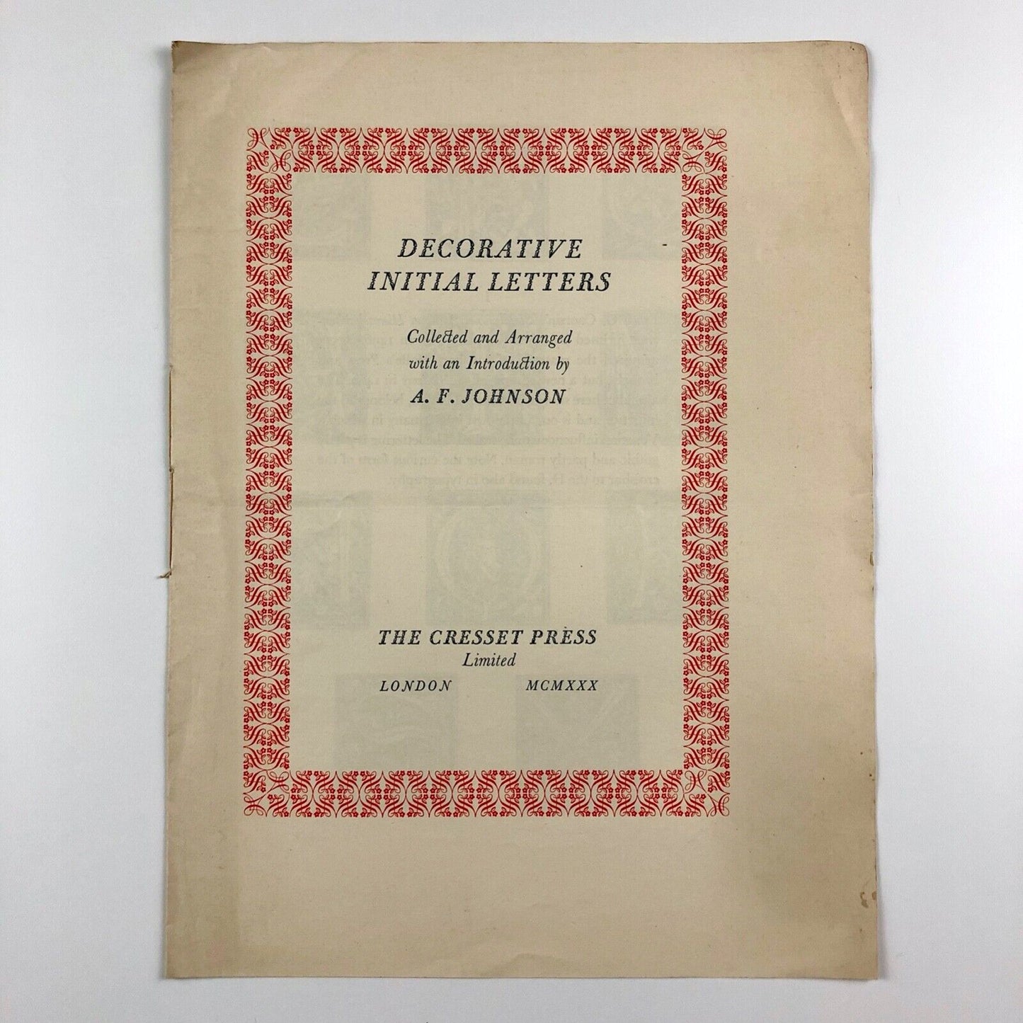 Prospectus for Decorative Initial Letters A.F. Johnson | The Cresset Press, 1930