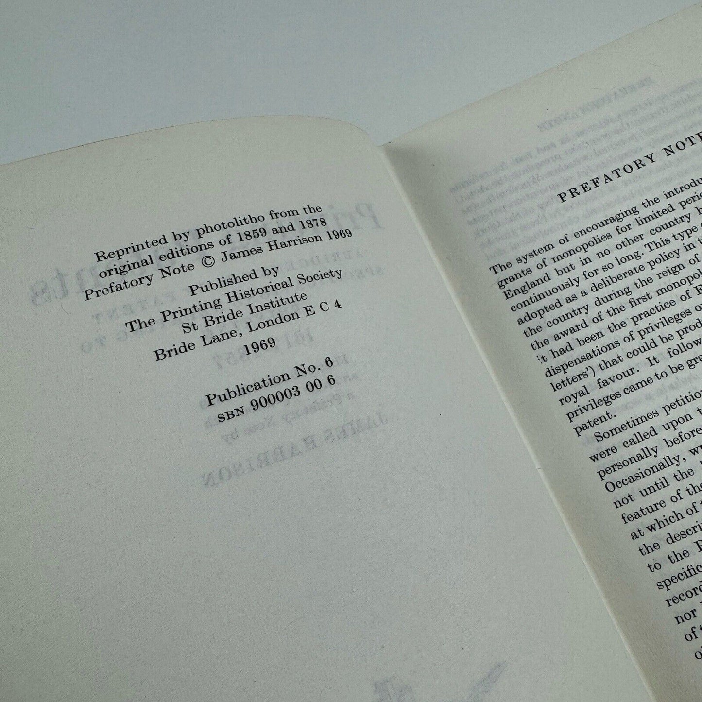 Printing Patents 1617-1857 | Printing Historical Society| James Harrison, 1969