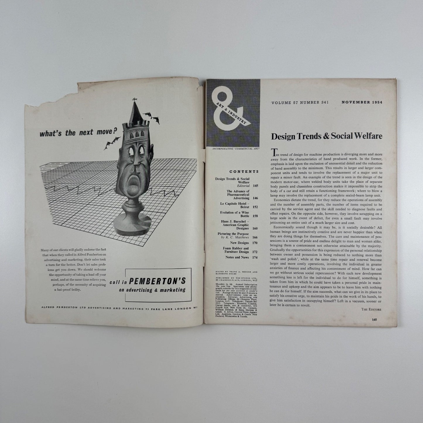 Art & Industry Vol 57, no 341, Nov 1954 pharmaceutical advertising Hans Barschel