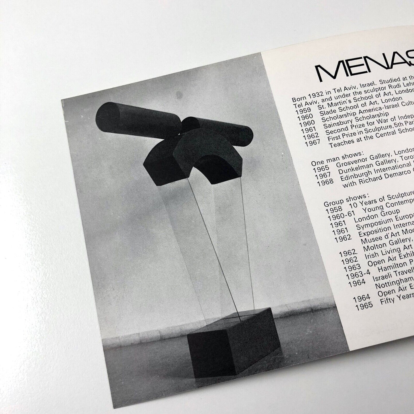 Leaflet Menashe Kadishman Sculpture | Edinburgh International Festival 1968 | Goldbergs in association with the Richard Demarco Gallery