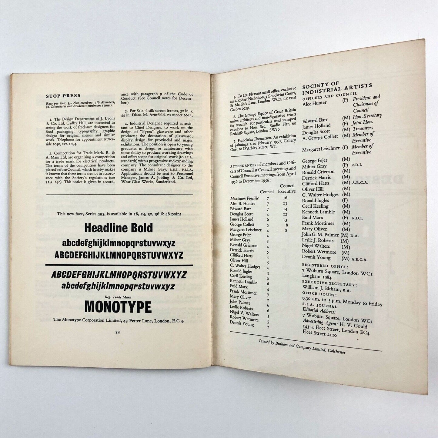 Society of Industrial Artists (SIA) Journal 54 February 1957 edited Peter Kneebone