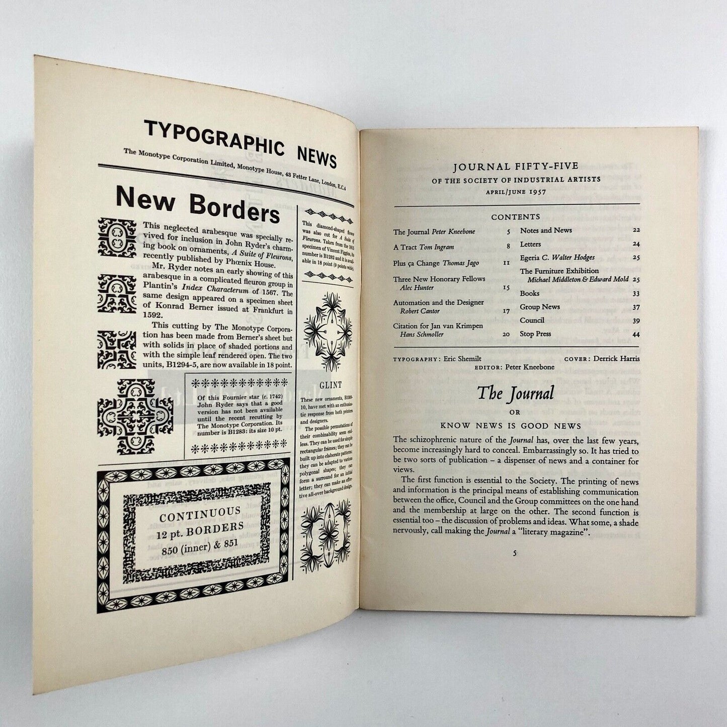 Society of Industrial Artists (SIA) Journal 55 April/June 1957 | Hans Schmoller