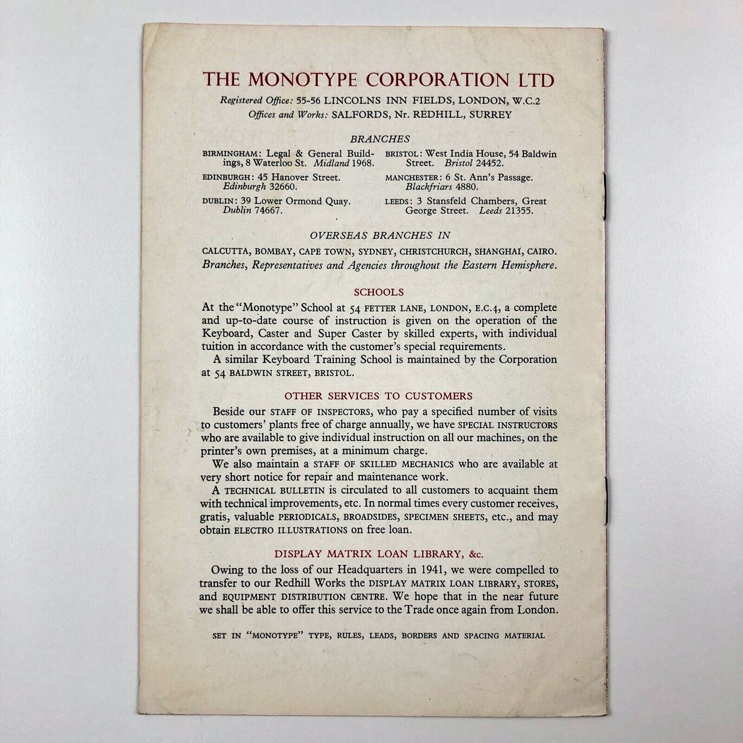Monotype Corporation composing and casting machine | Promotional leaflet, 1950s?