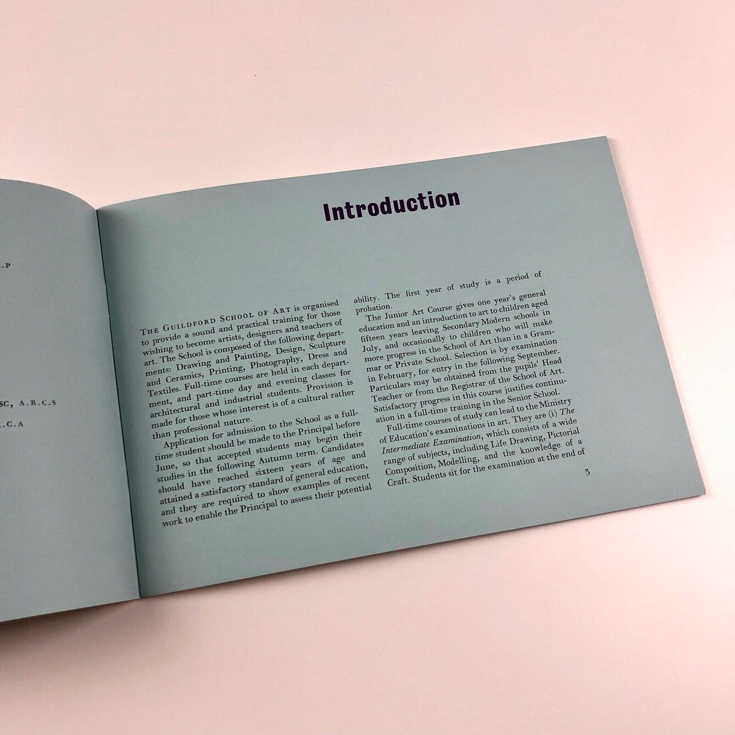Guildford School of Art | Prospectus 1957–1960 | Surrey County Council booklet