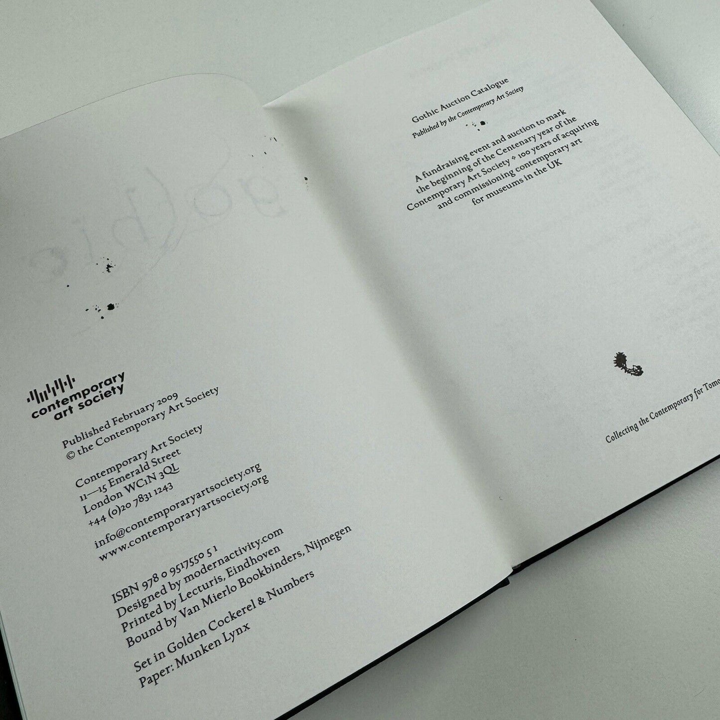 Gothic Auction Catalogue | Contemporary Art Society, London, 2009
