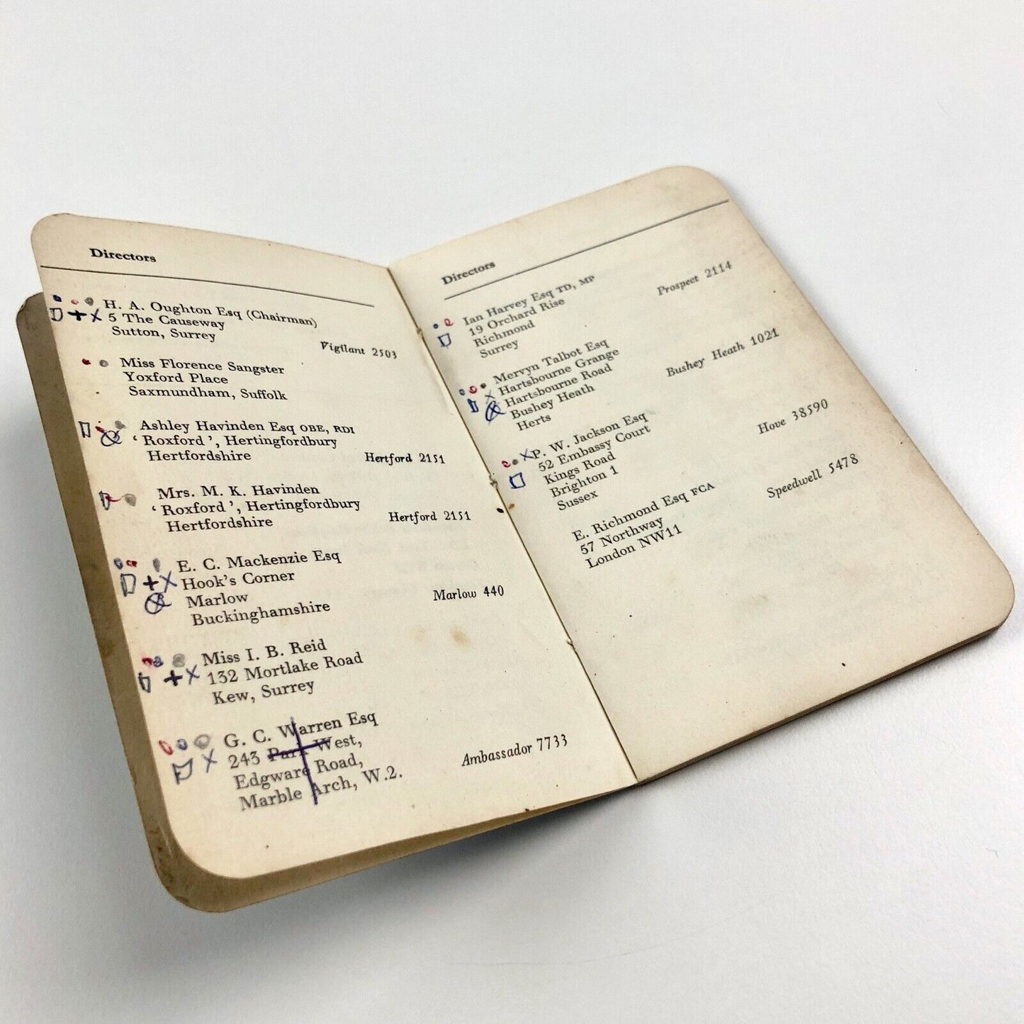 W.S. Crawford Crawfords advertising agency address book November 1952 includes Ashley Havinden