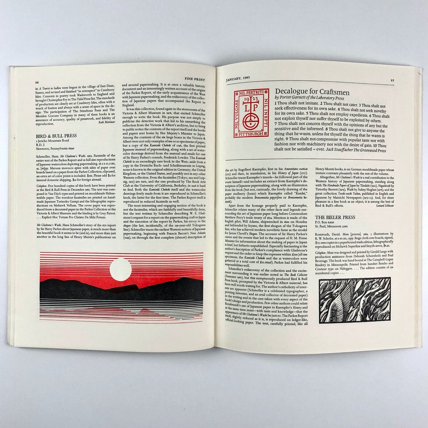 Fine Print. A Review for the Arts of the Book | January 1985, Vol 11, No. 1
