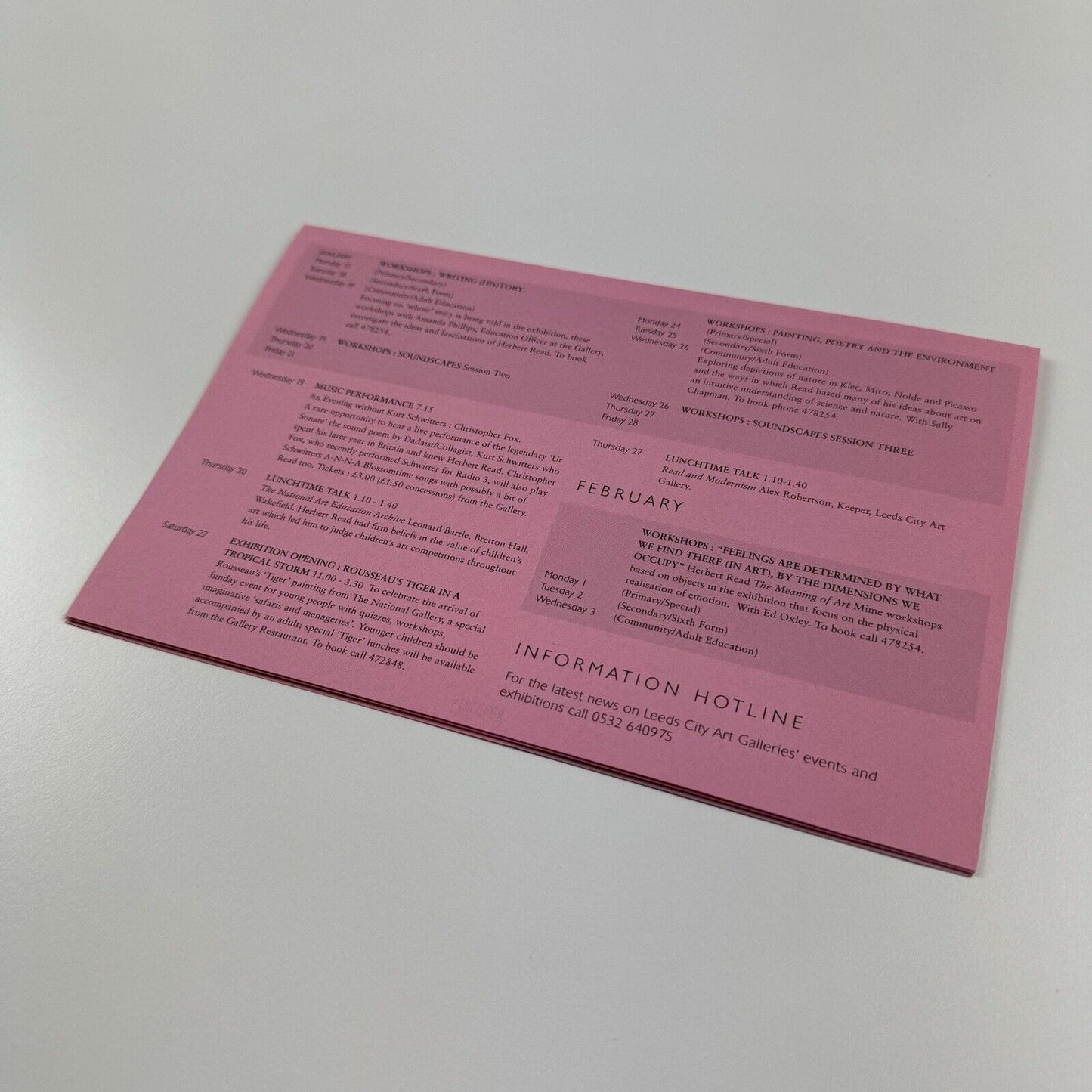 Leaflet/flyer for Herbert Read: A British Vision of World Art | Leeds City Art Gallery, 1994