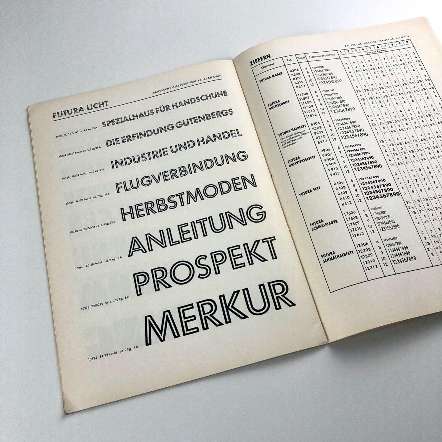 Futura – Bauersche Giesserei Frankfurt | Type specimen booklet Paul Renner