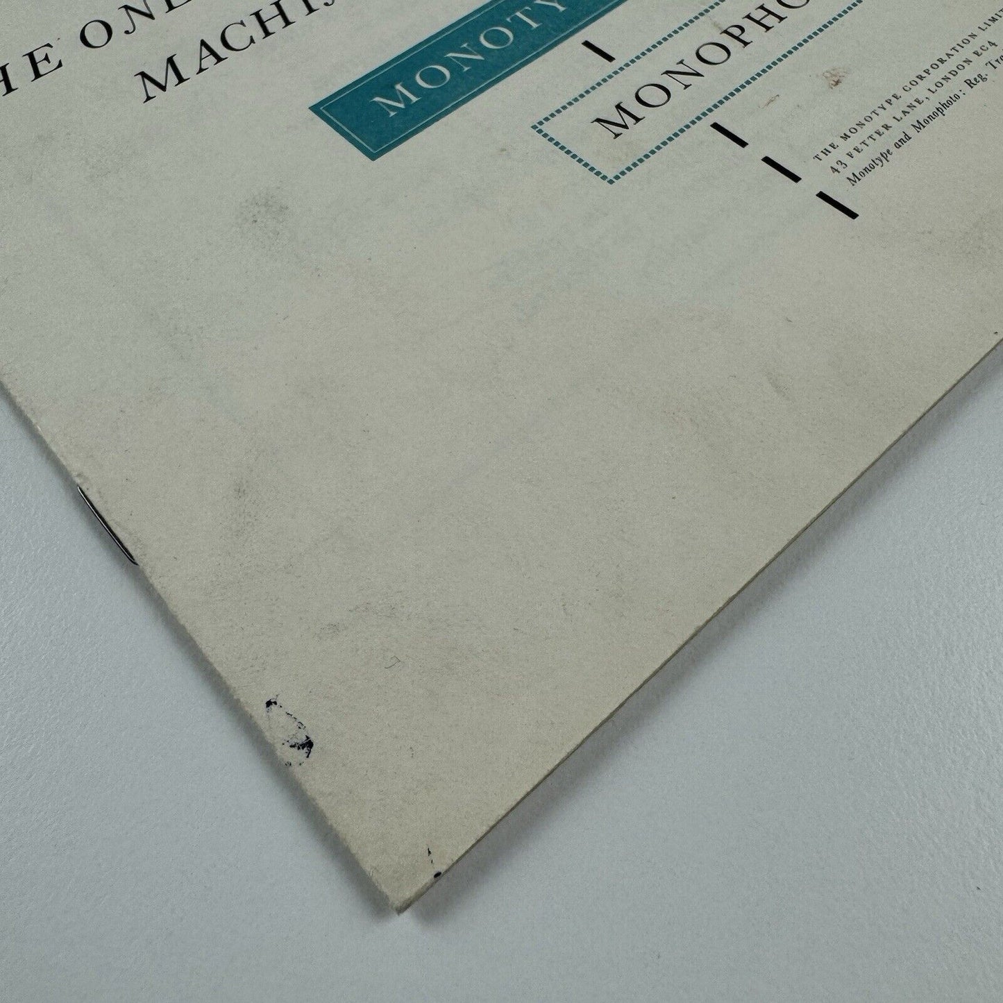 Leaflet The myth of the one-man machine. Monotype Monophoto | Peter Kneebone illustrations, undated