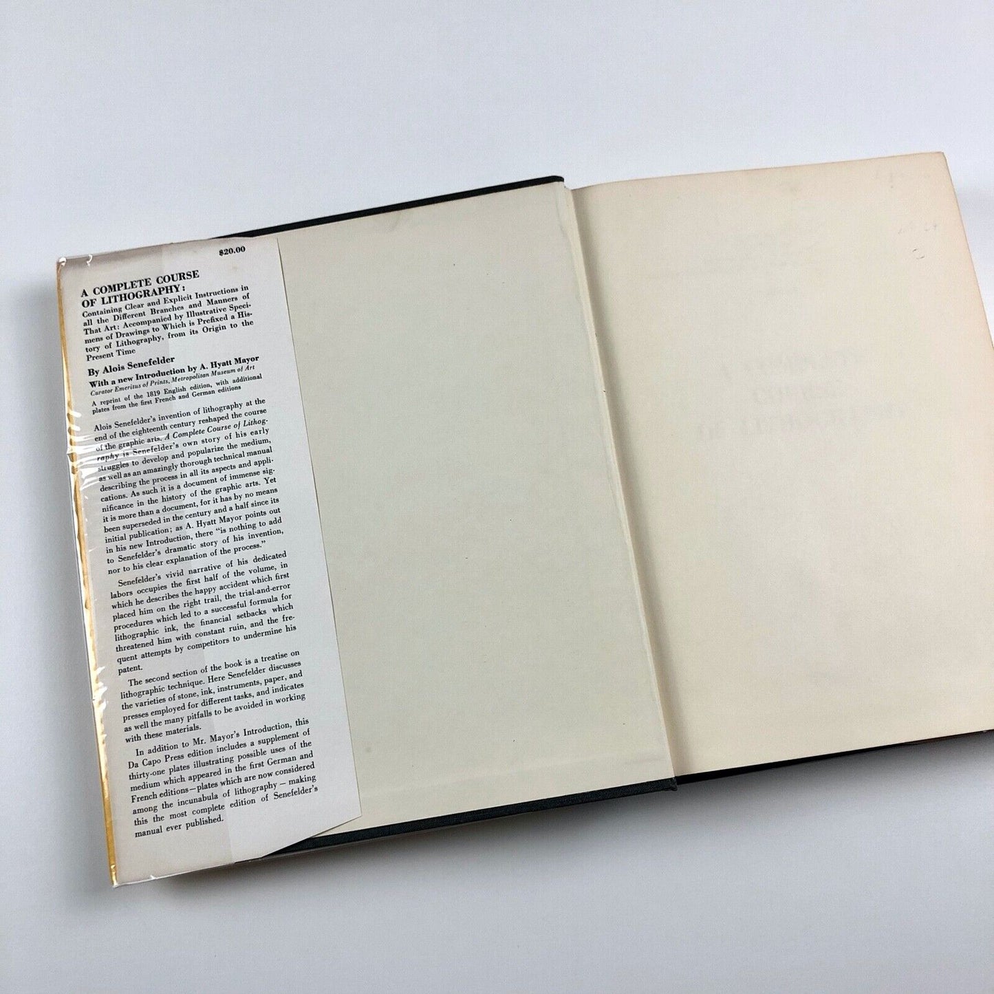 A Complete Course of Lithography by Alois Senefelder | De Capo Press, 1968