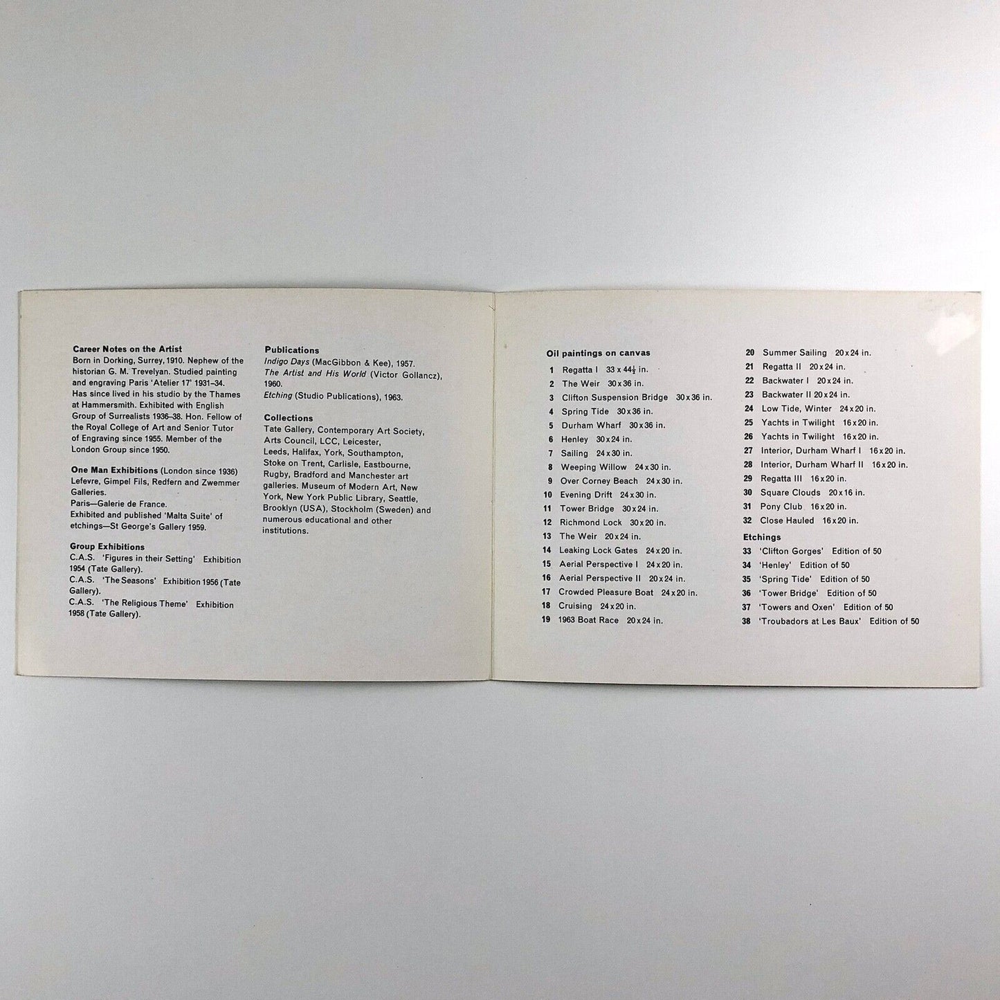 Leaflet for Julian Trevelyan a new series of paintings & etching based on the theme of the river. | Zwemmer Gallery exhibition, 1963