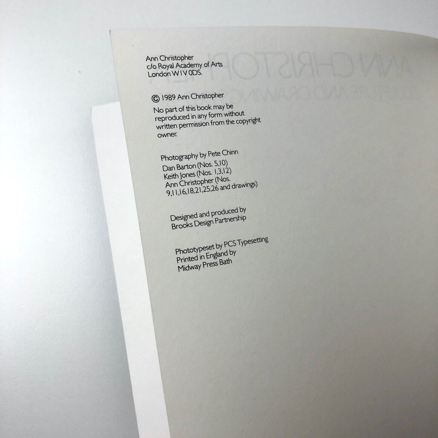 Ann Christopher: Sculpture and Drawings 1969-89 | Royal Academy exhibition catalogue, 1989