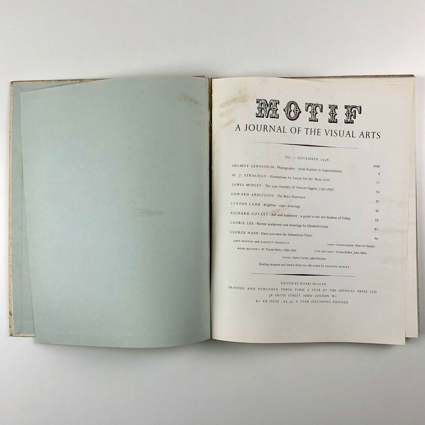 Motif 1. A Journal of the Visual Arts. Ed Ruari McLean | The Shenval Press, 1958