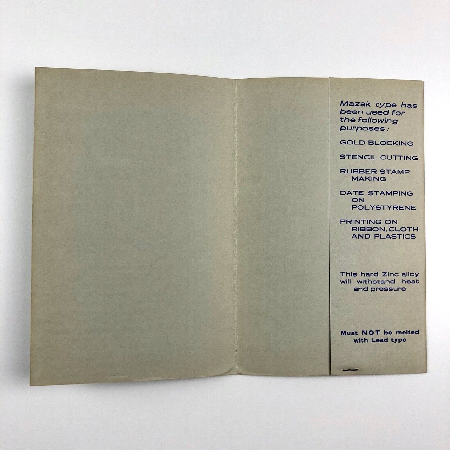 Mazak Zinc Alloy Type | Type specimen folder and inserts | Stephenson Blake Caslon | Price list dated December 1965