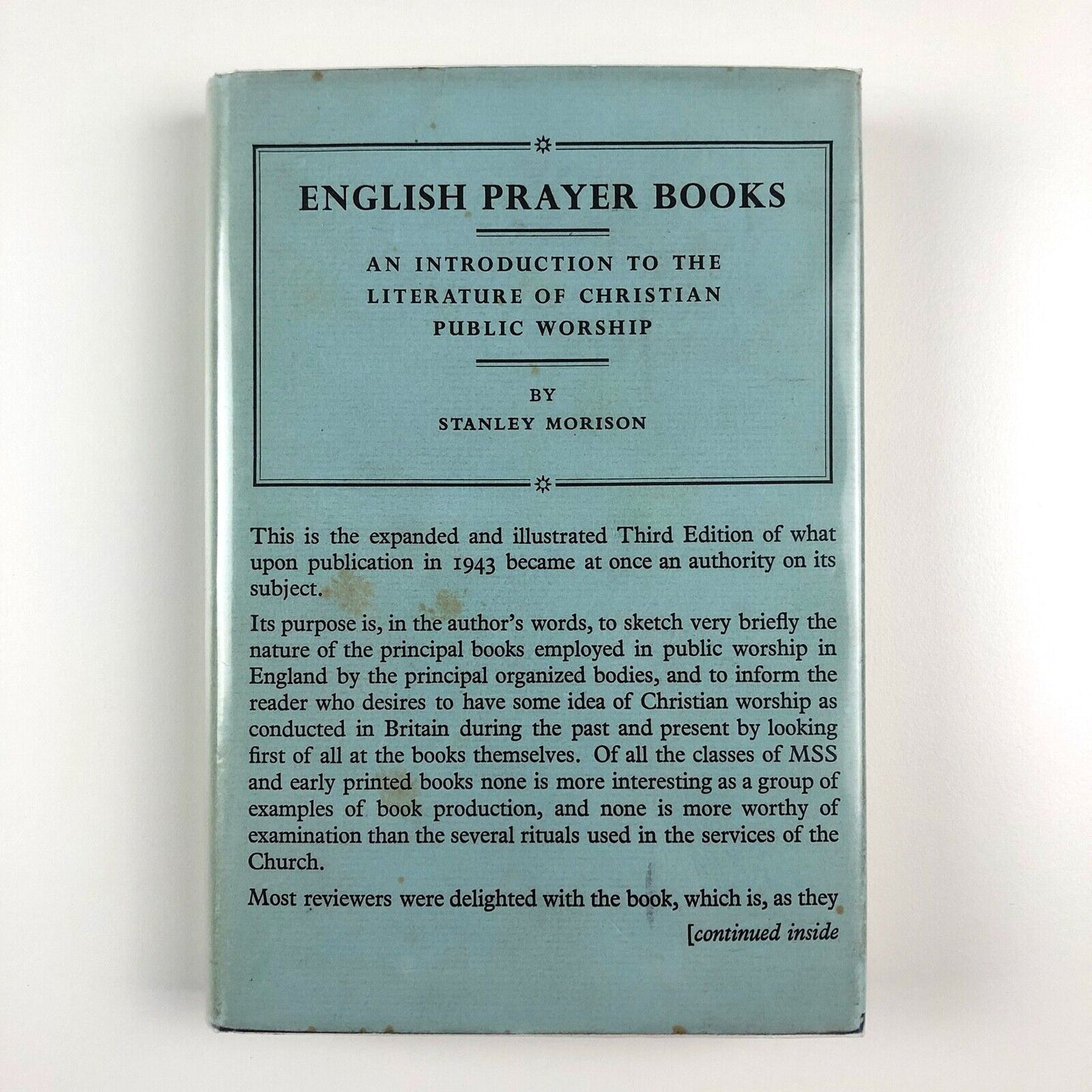 English Prayer Books: An Introduction to the literature of Christian public worship by Stanley Morison | Cambridge University Press, 1949 3rd edition