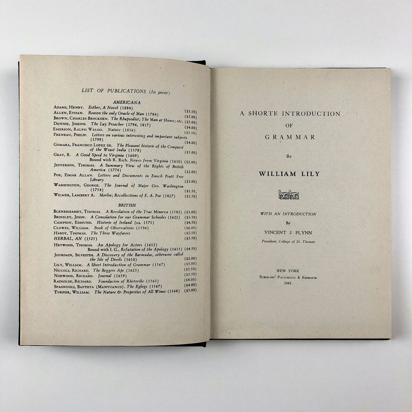 A Shorte Introduction of Grammar by William Lily | 1945 facsimile edition