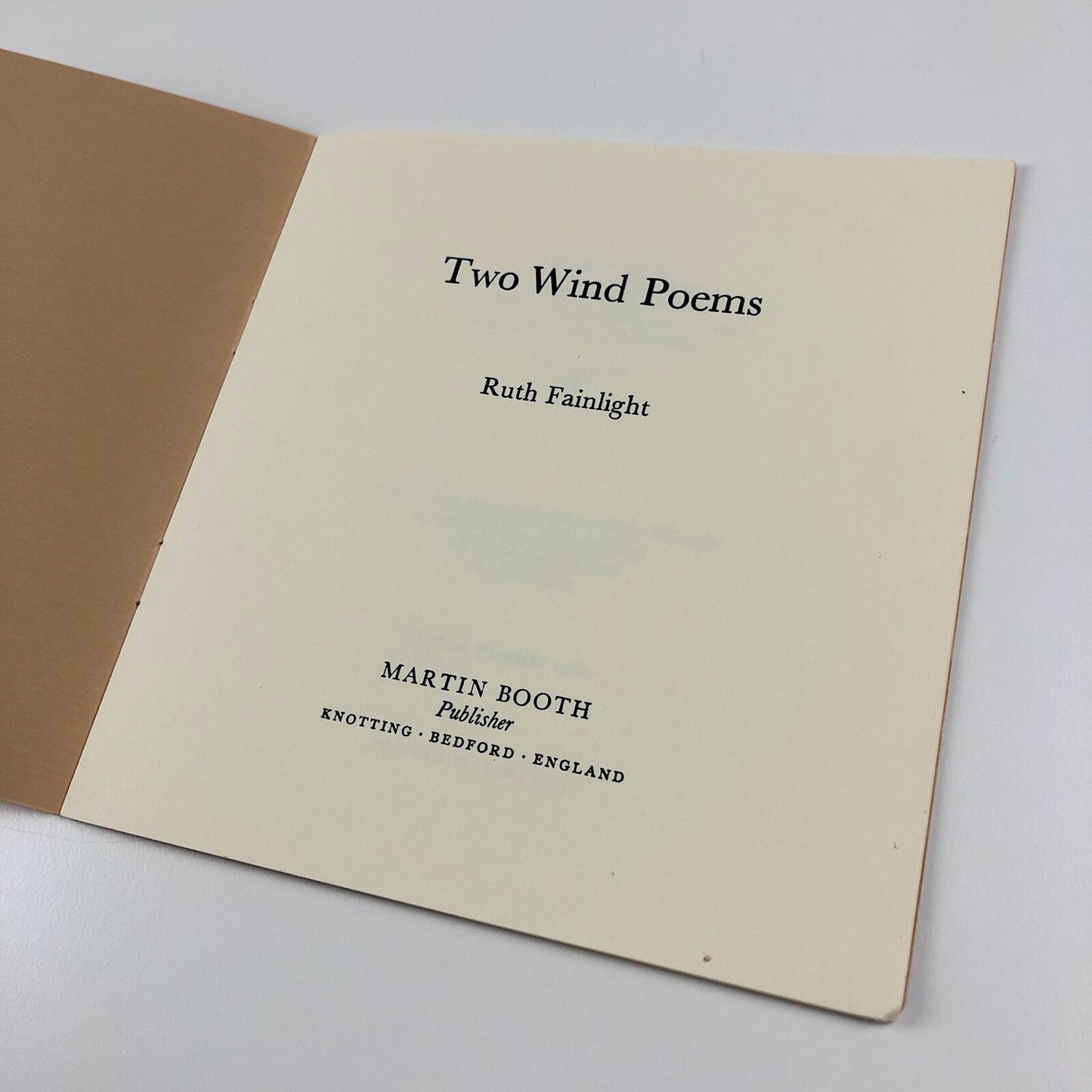 Two Wind Poems by Ruth Fainlight | Martin Booth publisher, 1980