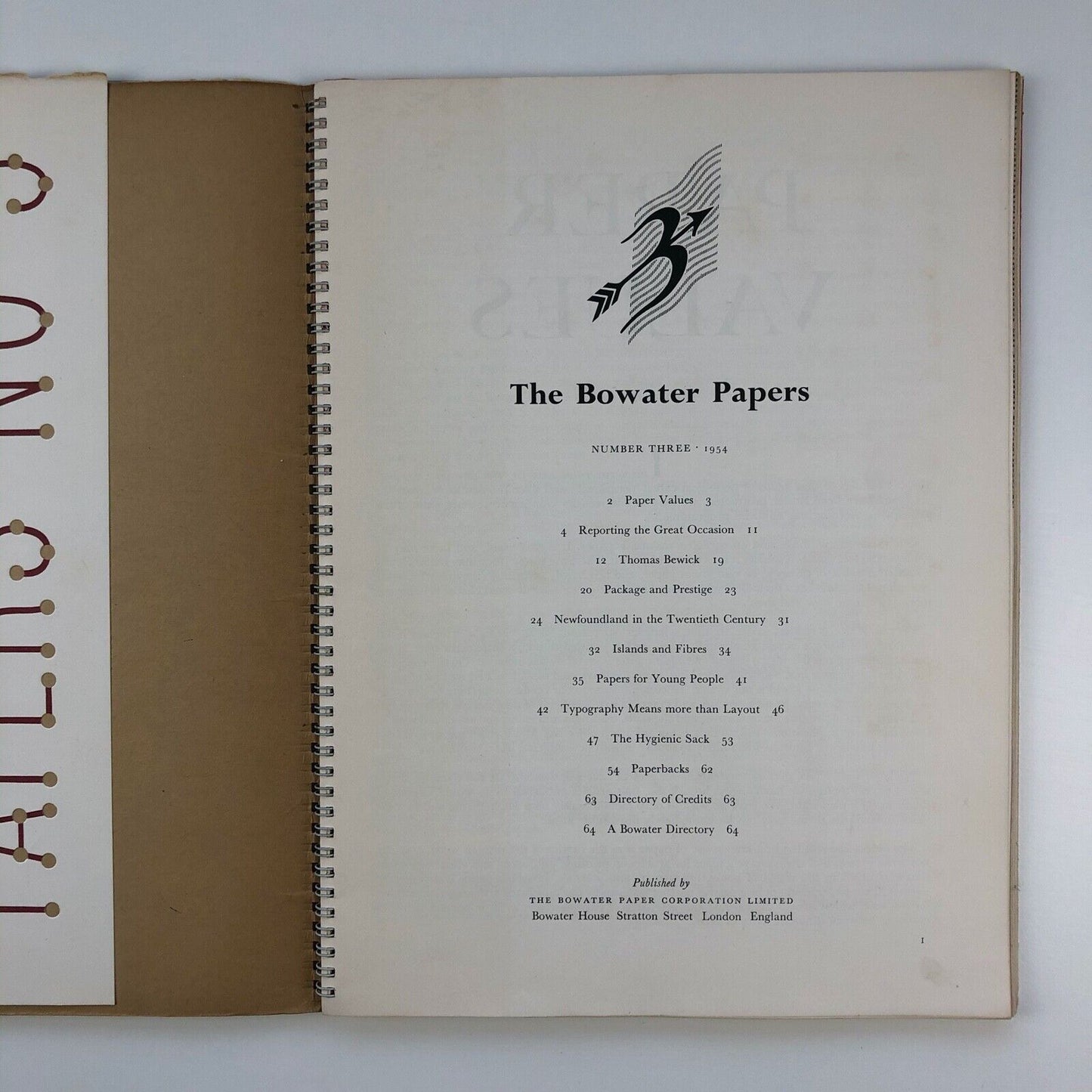 The Bowater Papers No 3 1954 | Cover design by Bernard Cheese