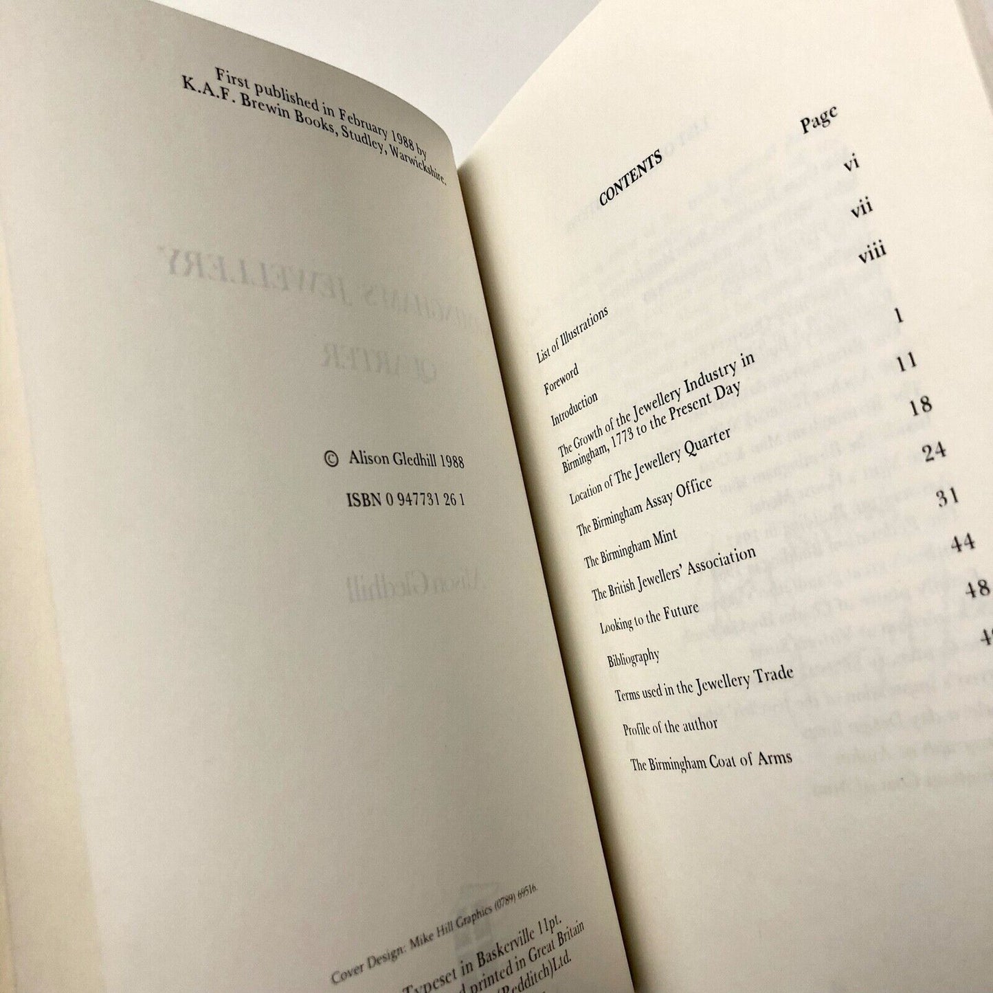 Birmingham's Jewellery Quarter by Alison Gledhill | K.A.F. Brewin Books, 1988 | signed