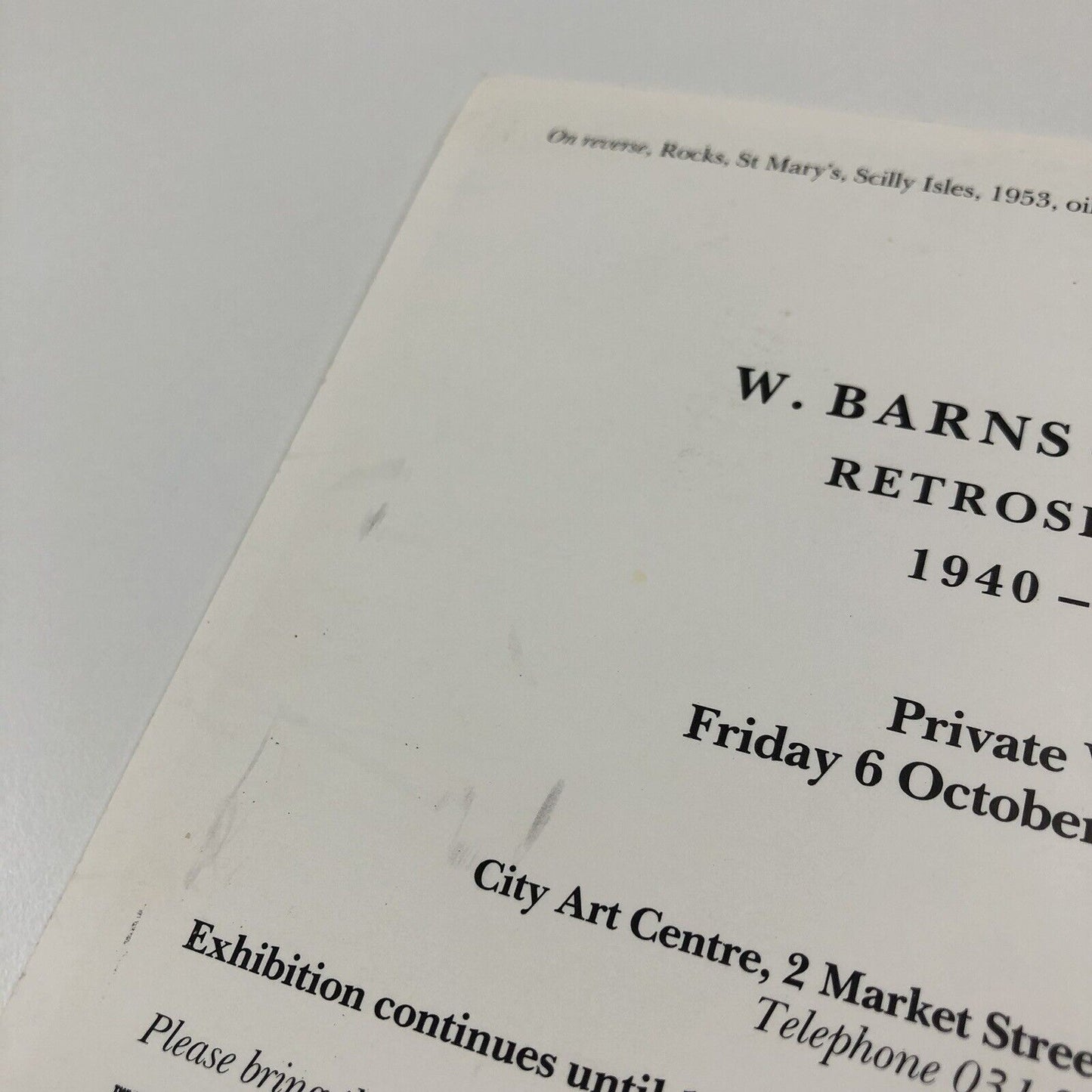 Invite Wilhelmina Barns-Graham – Retrospective 1940-89 | City Art Centre Edinburgh, 1989