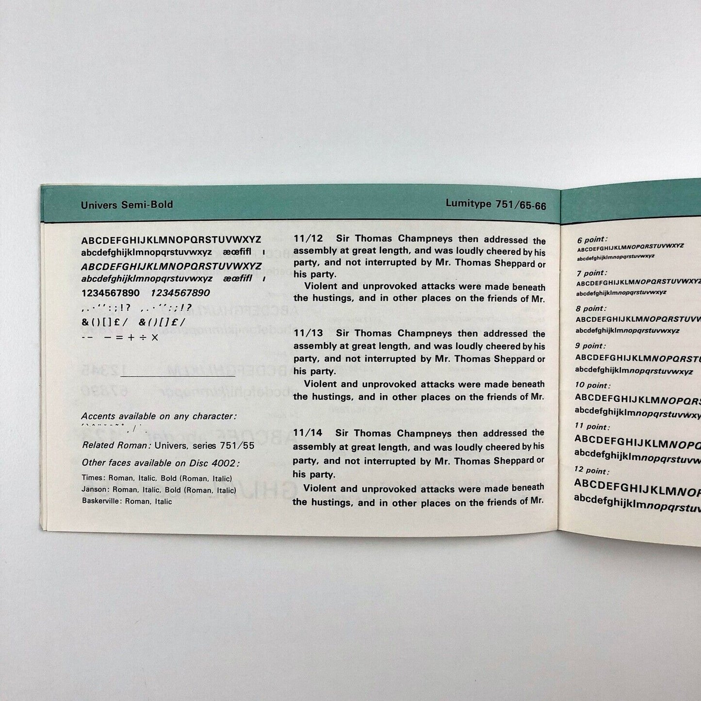 Lumitype Type Faces | Butler & Tanner Ltd, The Selwood Printing Works, Frome type specimen booklet | 1960s?