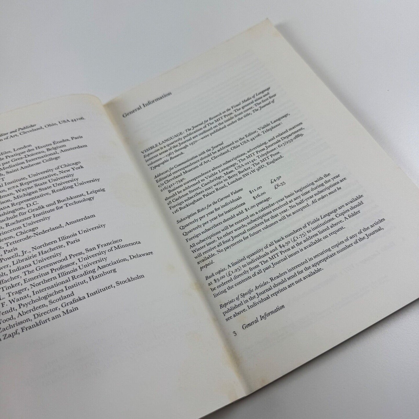 Visible Language – The Journal for Research on the Visual Media of Language Expression | Volume VIII, Number 1, Winter 1974