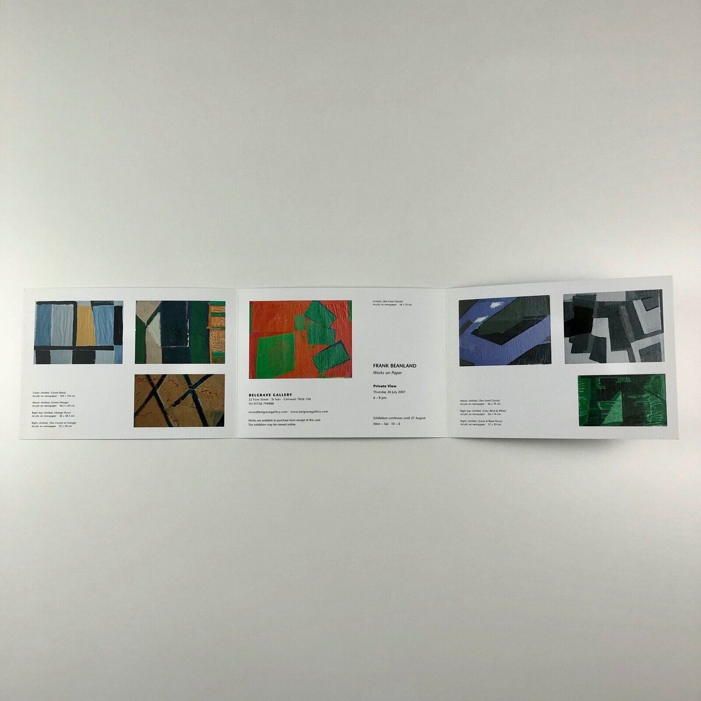 Leaflet for Frank Beanland: Works On Paper | Belgrave Gallery St. Ives, 2007