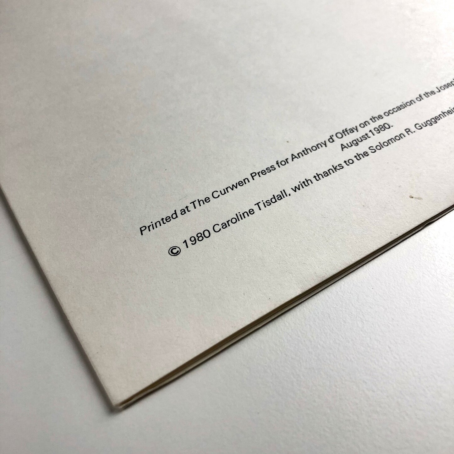 Joseph Beuys | Anthony d'Offay exhibition leaflet | August 1980 | Text by Caroline Tisdall