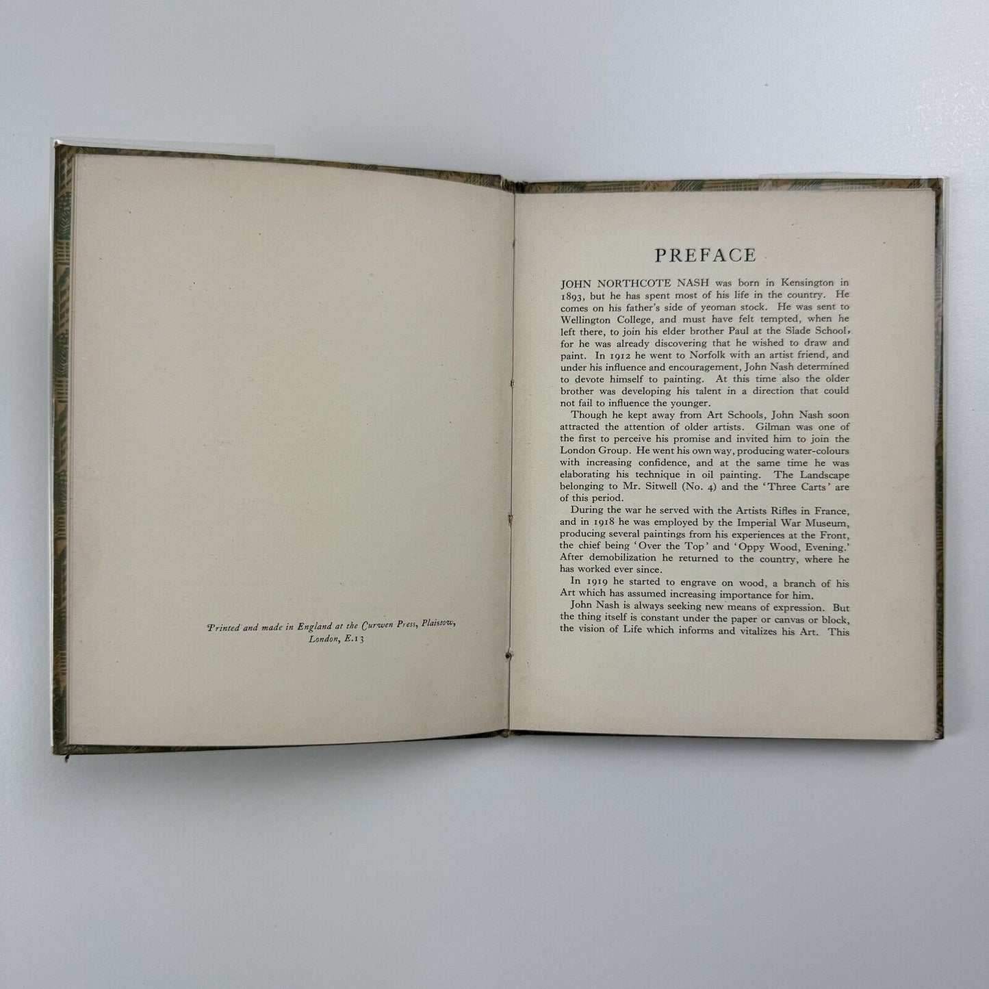 John Nash. British Artists of To-Day No 11 | The Fleuron, 1925 | Introduction by Sidney Schiff