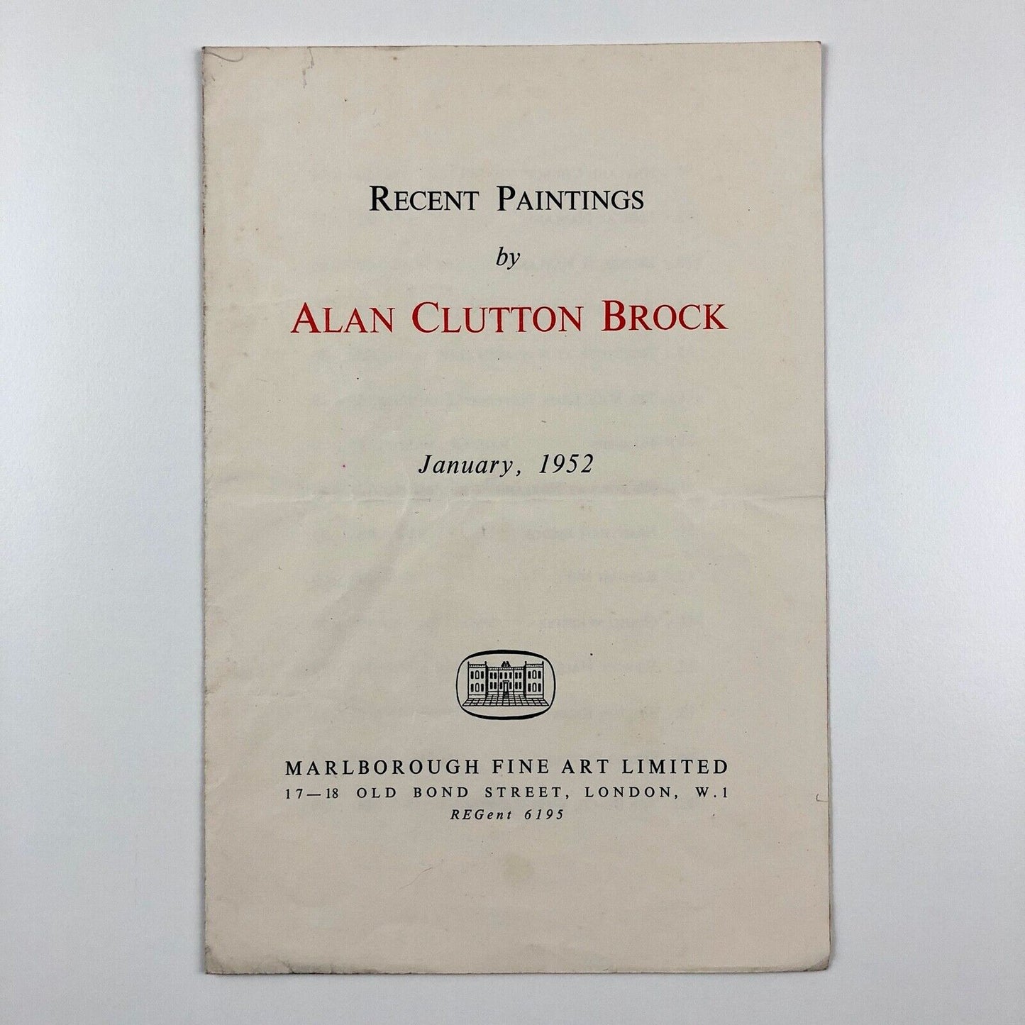 Alan Clutton Brock – Recent Paintings | Marlborough Fine Art catalogue booklet, 1952