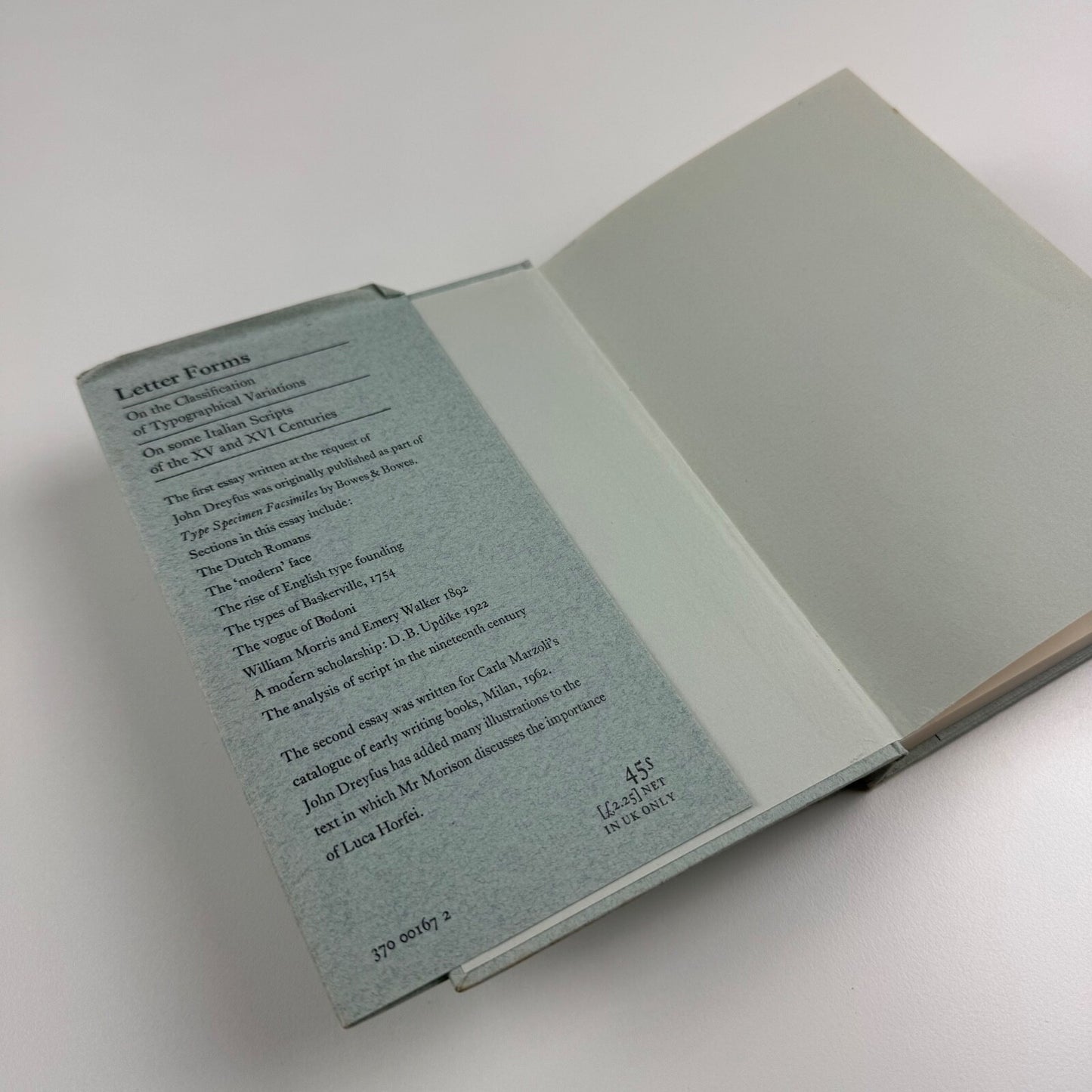 Letter Forms. Typographic and Scriptorial. Two Essays on their classification, history and bibliography by Stanley Morison | Nattali & Maurice, London, 1968