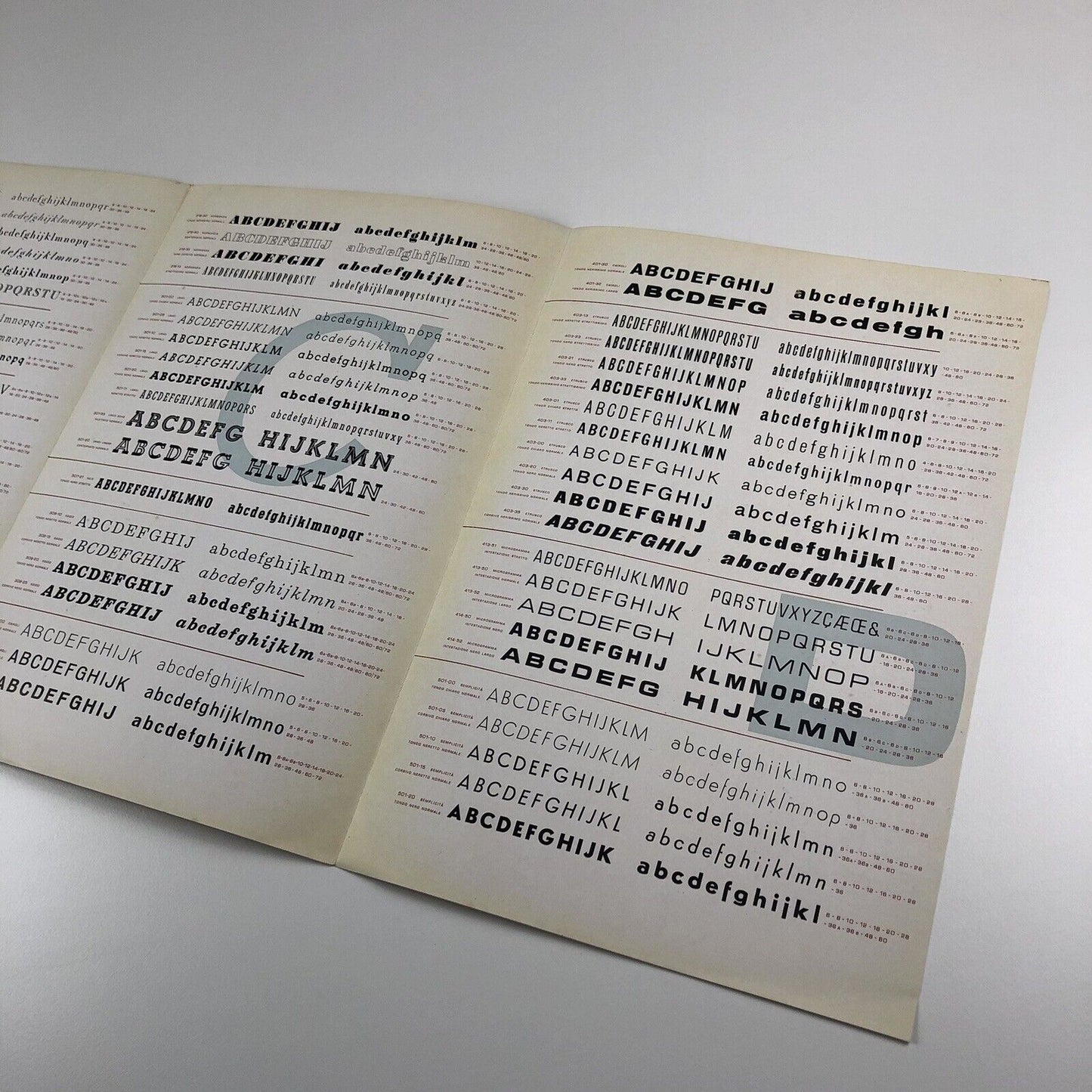 Type specimen for Caratteri Nebiolo Torino design by Aldo Novarese undated