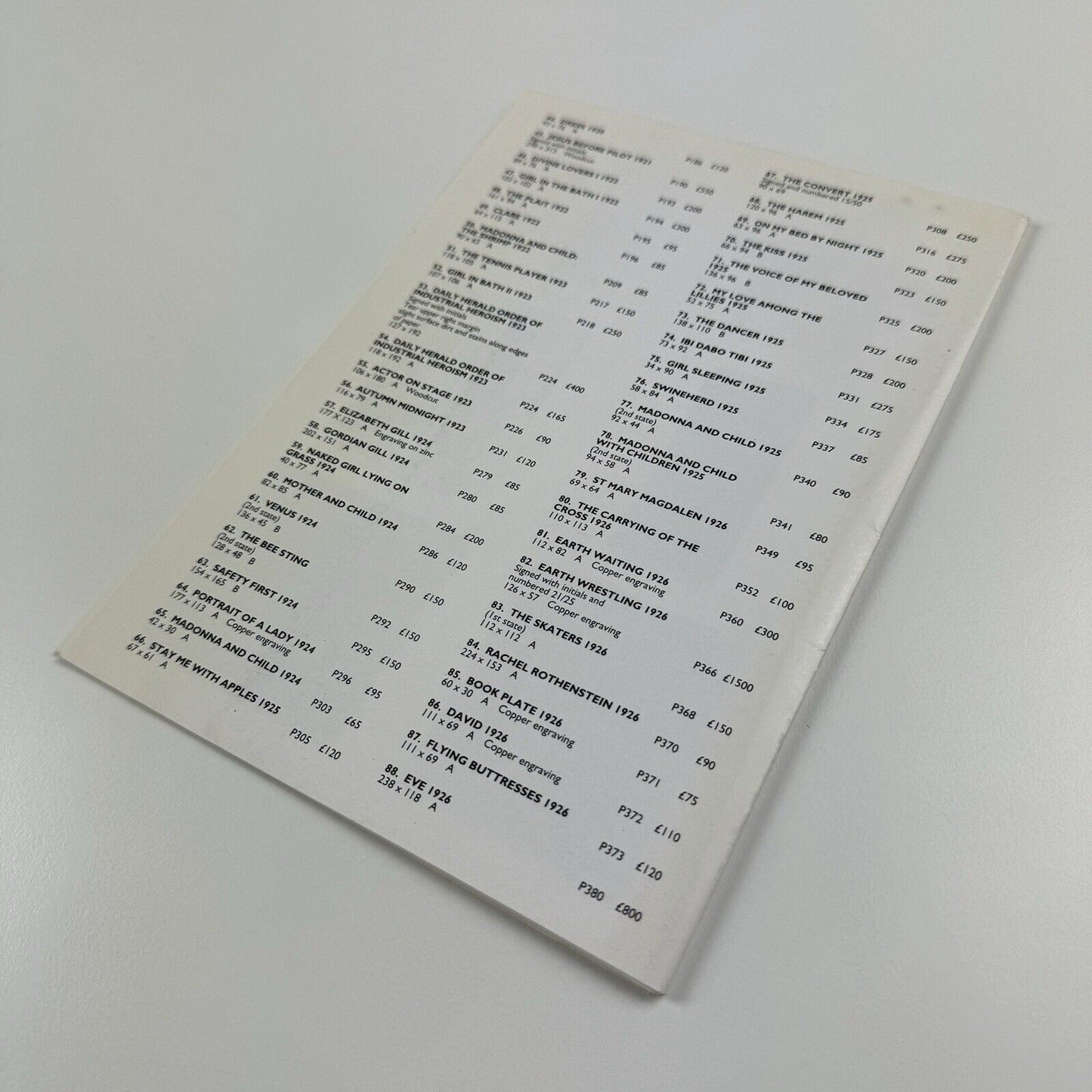 Eric Gill Engravings | Blond Fine Art catalogue/price list, 1995