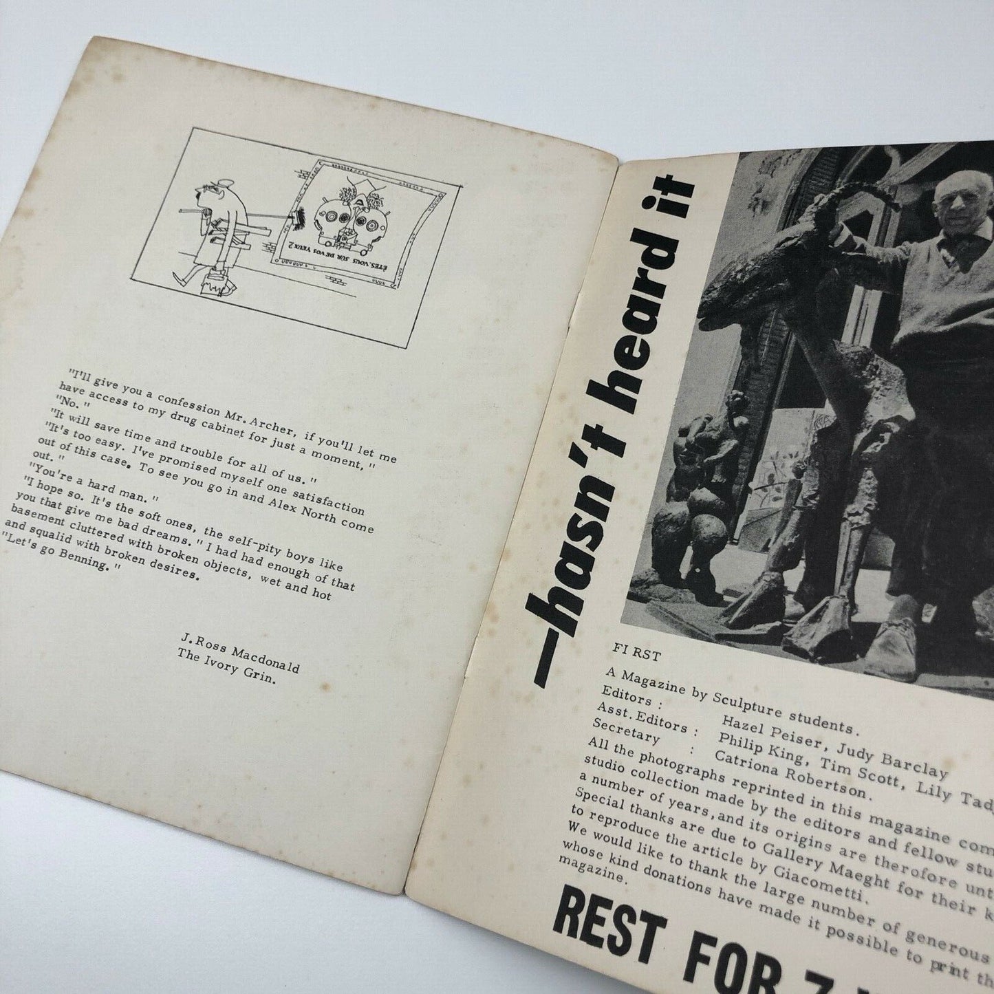FIRST: A magazine for Sculpture students of The St Martins School of Art, 1960, issue 1