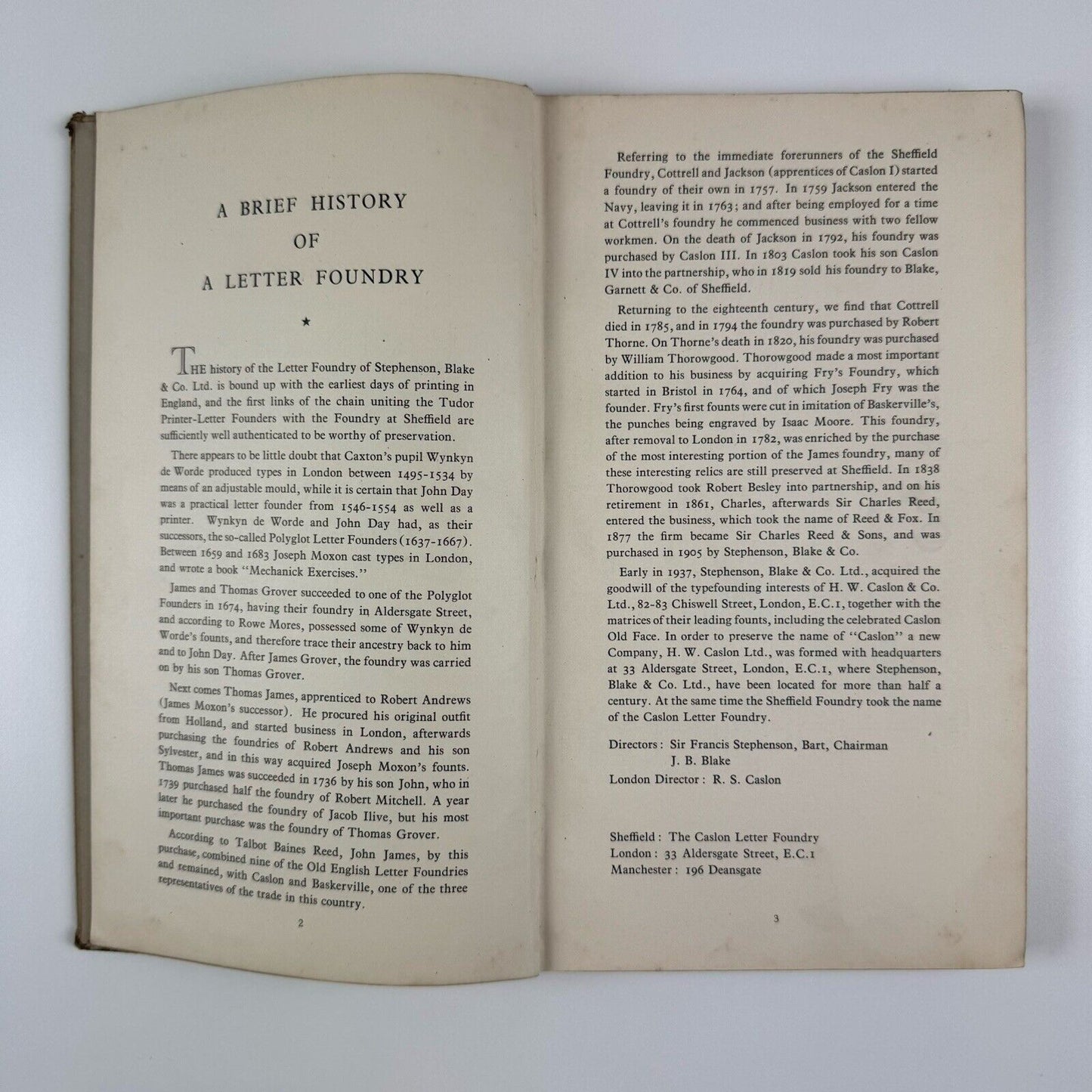 Stephenson Blake. Specimens of Printing Types, 1950