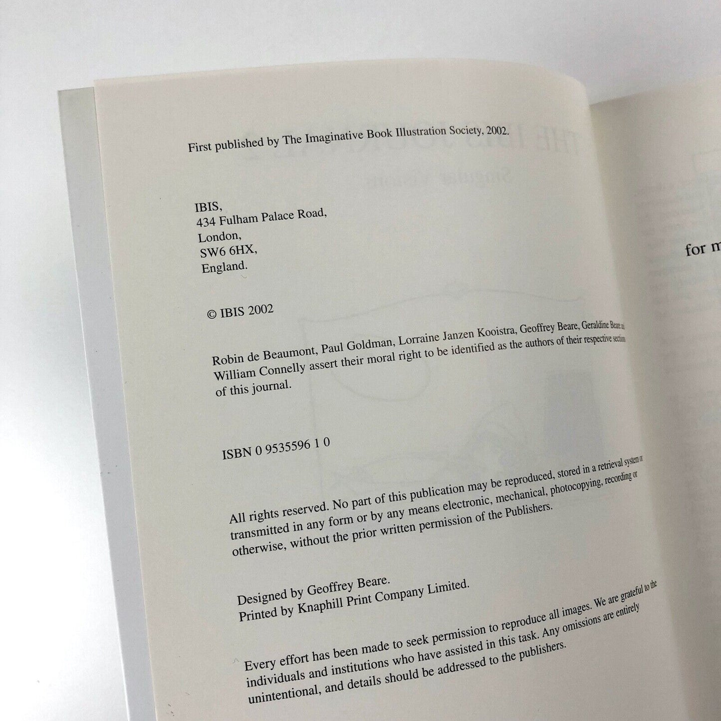 Imaginative Book Illustration Society Journal 2 – Singular Visions, 2002