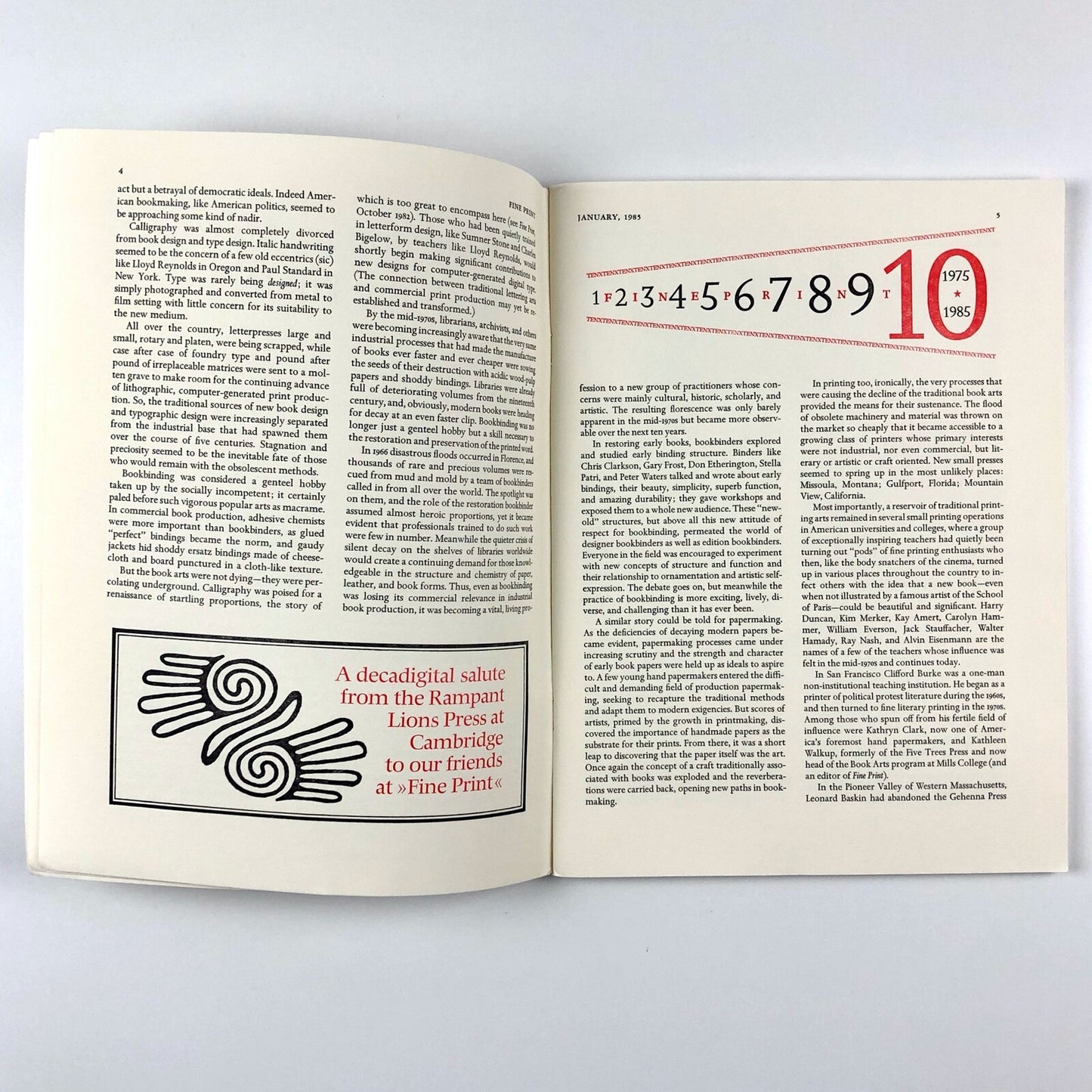 Fine Print. A Review for the Arts of the Book | January 1985, Vol 11, No. 1