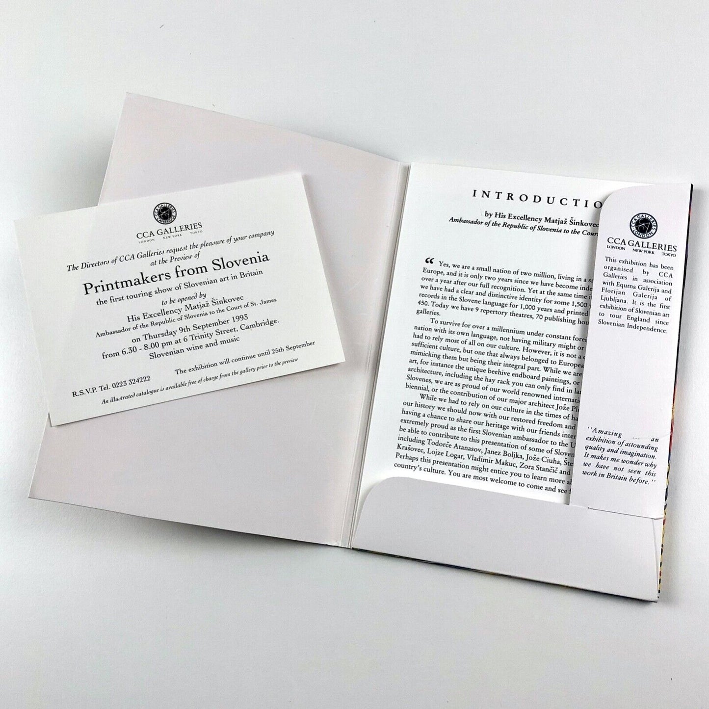 Printmakers from Slovenia – CCA Galleries | Exhibition postcards and folder, 1993