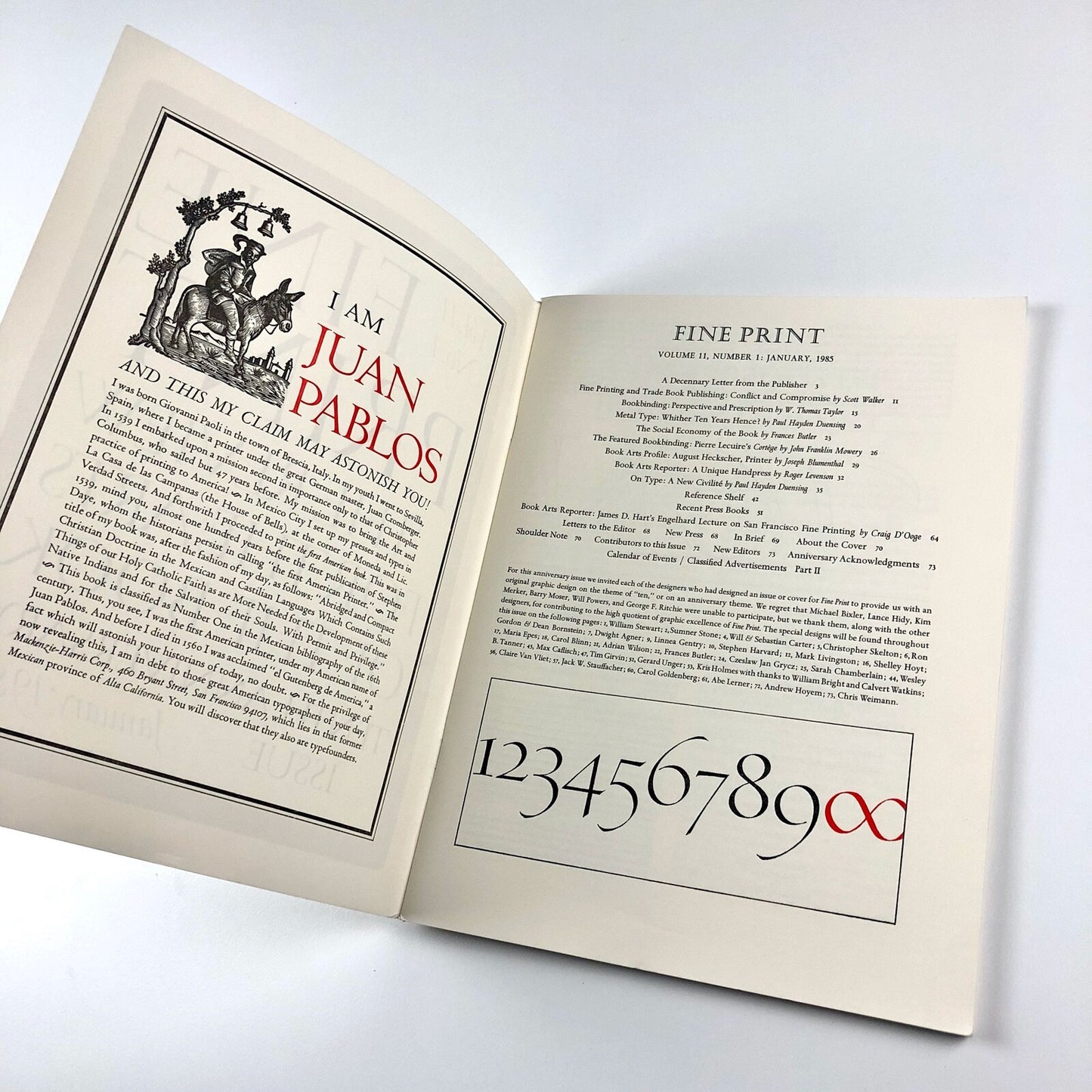 Fine Print. A Review for the Arts of the Book | January 1985, Vol 11, No. 1