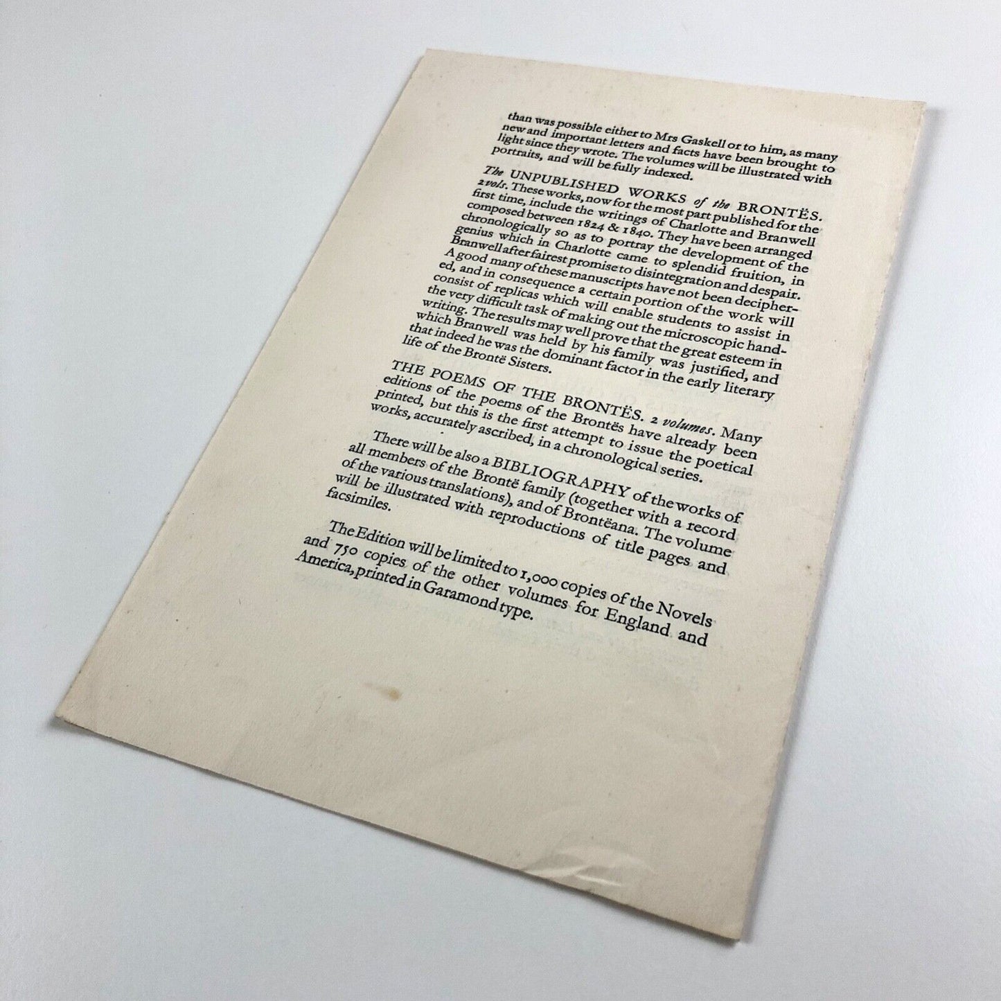 Promotional leaflet/prospectus for The Shakespeare Head – Brontë | Basil Blackwell, c.1931