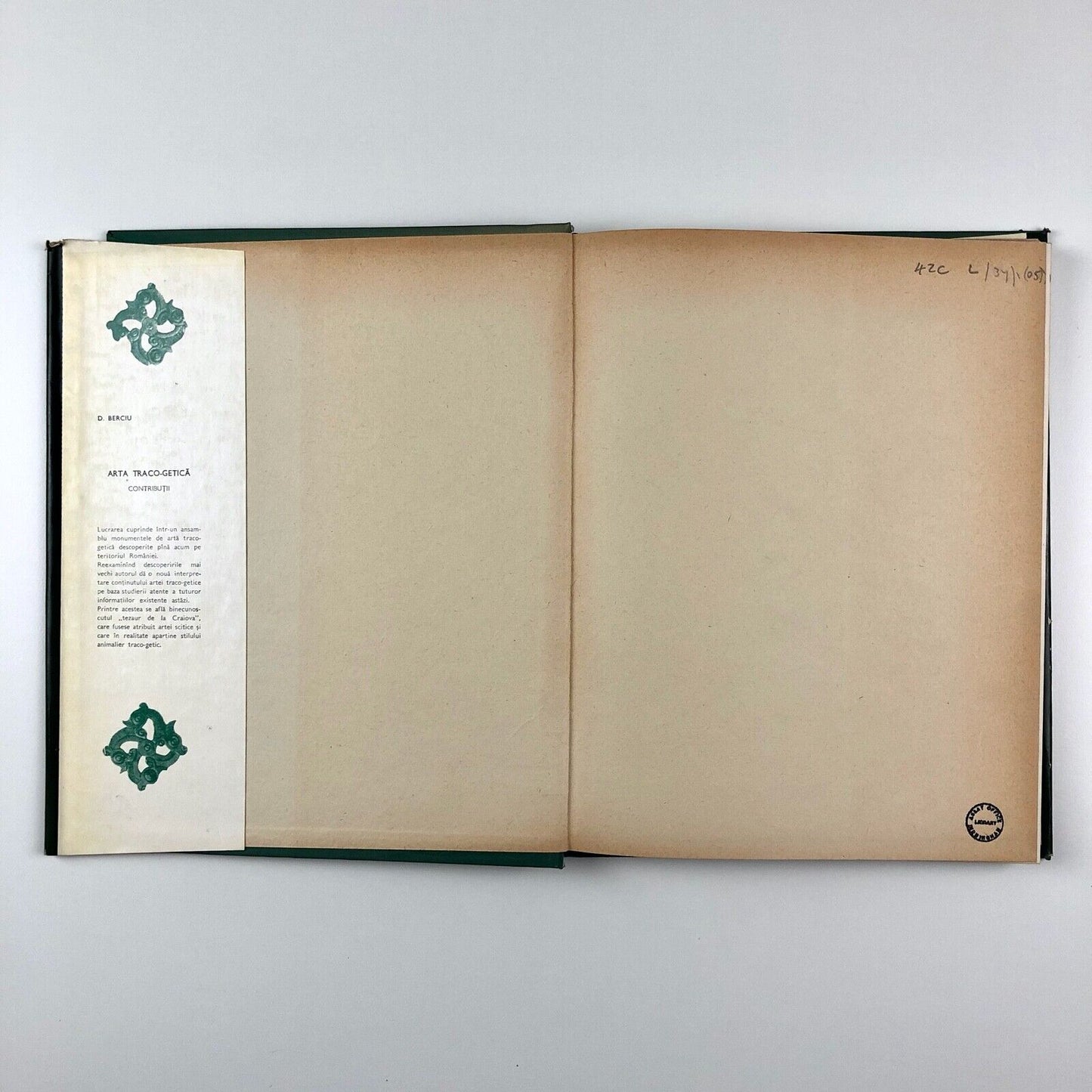 Arta Traco-Geticā | D. Berciu | Biblioteca de Arheologie XIV | Bucharest, 1969