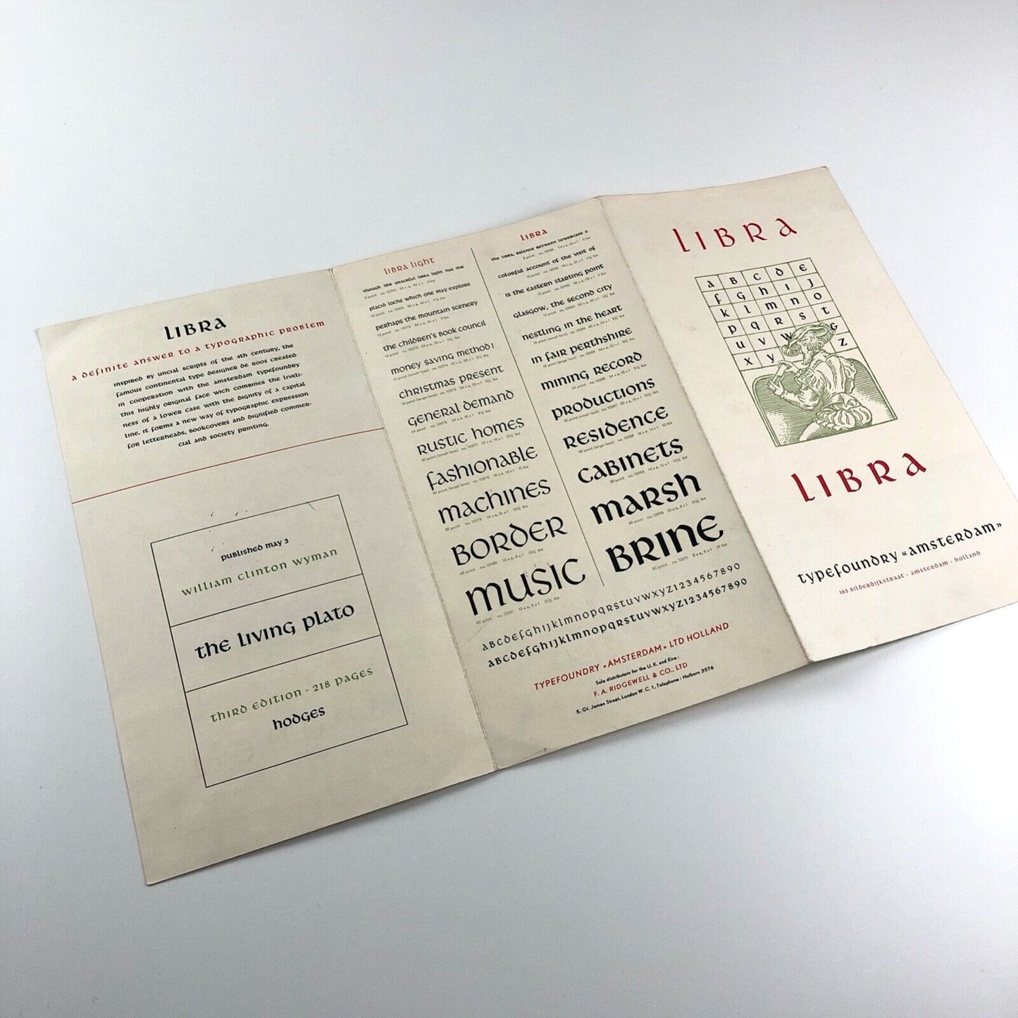 Libra - Typefoundry Amsterdam | Type specimen leaflet | Undated c. 1950 de | Type designed by S. H. De Roos in 1937