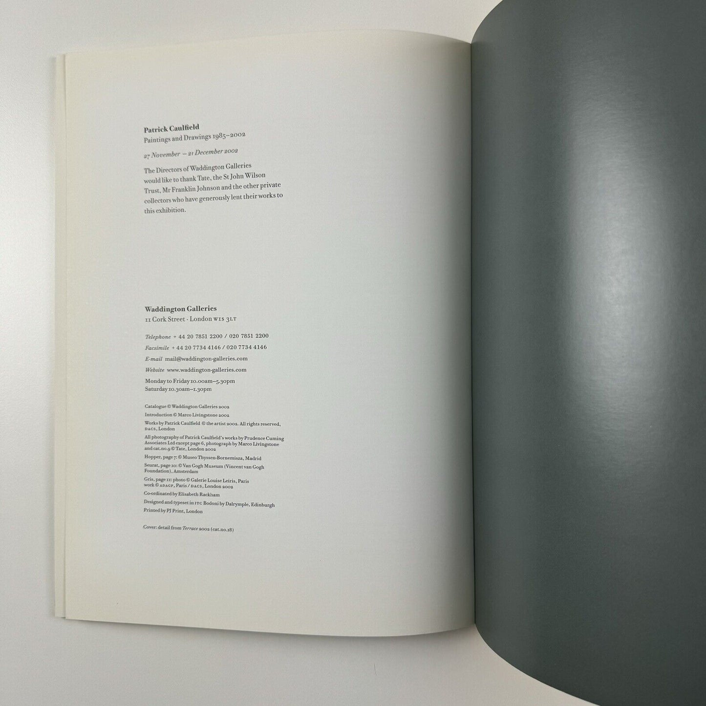 Patrick Caulfield Paintings and Drawings 1985-2002 | Waddington Galleries exhibition catalogue